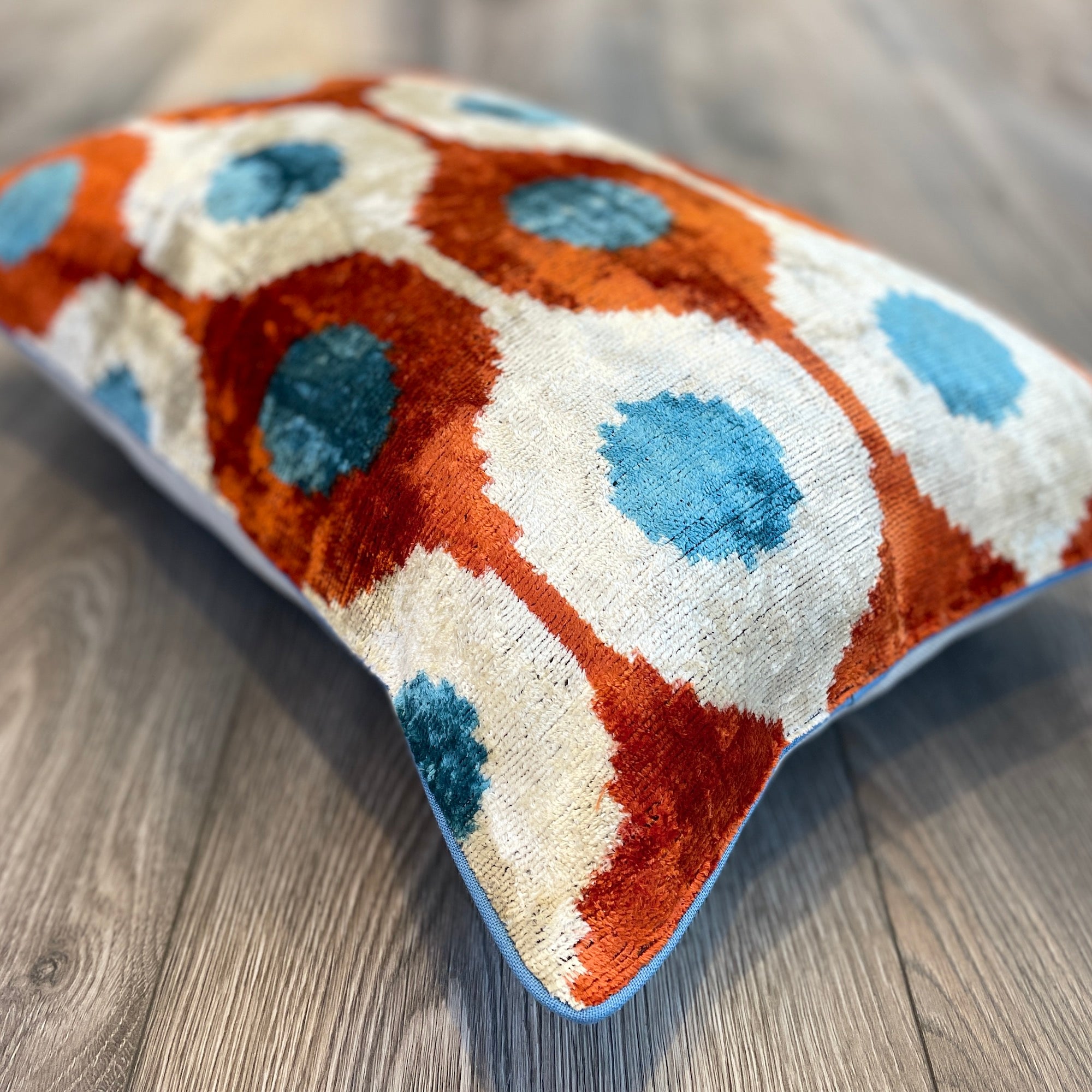 Luxury Velvet Ikat Cushion Cover with Bird Nest Design - Soft Decorative Throw Pillow for Sofa, Bed & Home Decor - Perfect for Living Room, Bedroom & Nursery