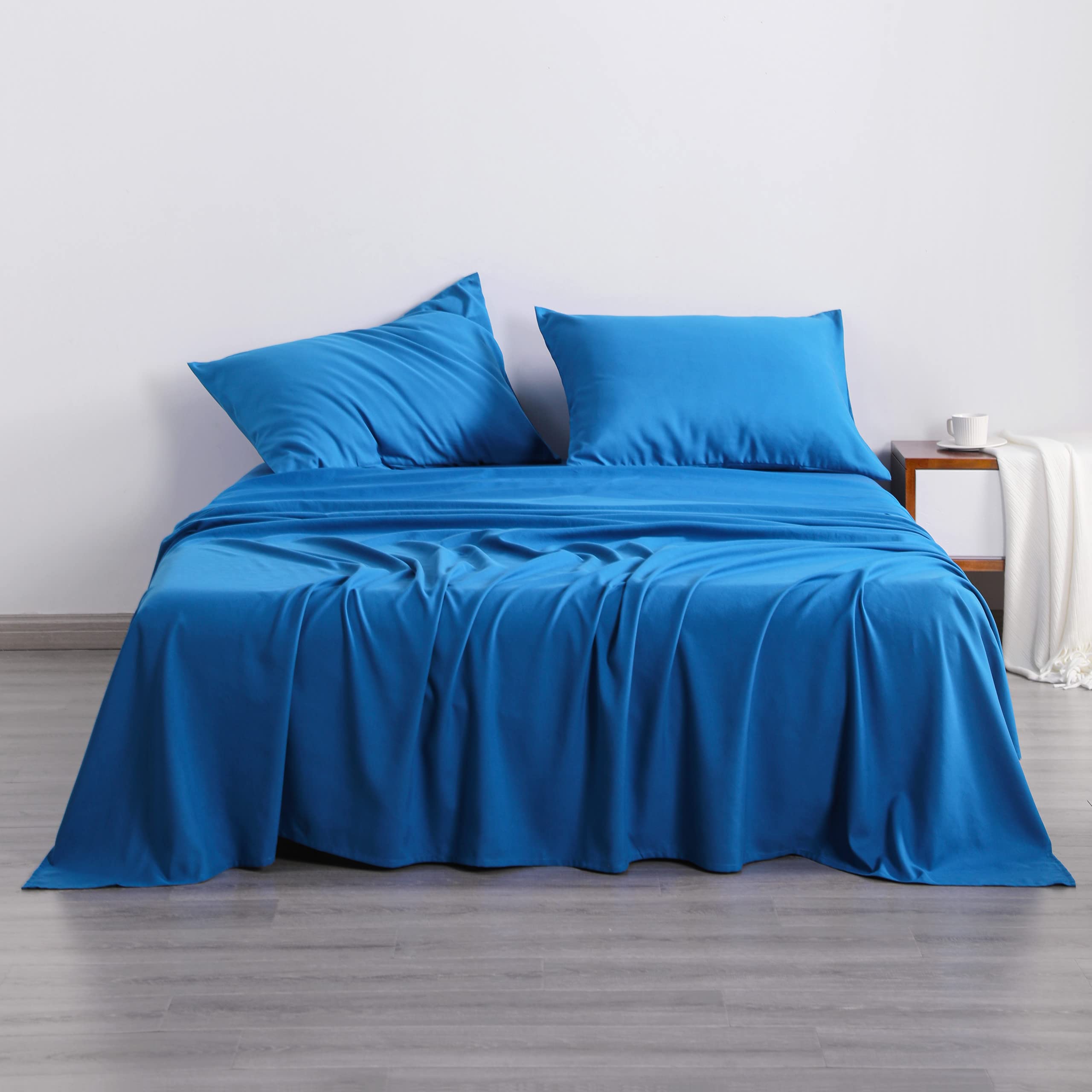 NTBAY 3-Piece 100% Microfiber Twin Bed Sheet Set - Ultra Soft 1800 Thread Count, Wrinkle & Fade Resistant, Deep Pocket Fitted Sheet (Royal Blue) - Perfect for Dorms, Guest Rooms & Cozy Bedrooms
