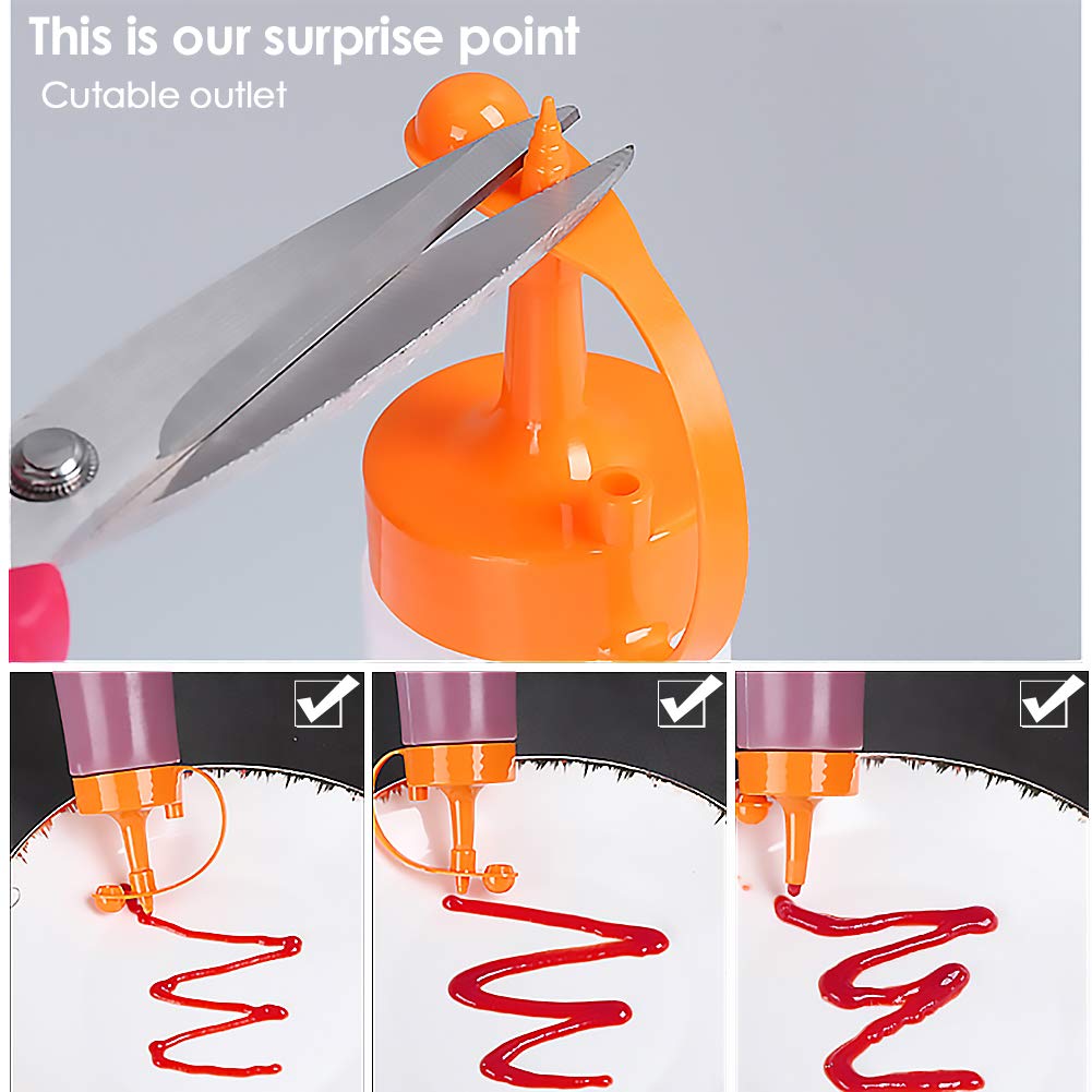 16oz Plastic Condiment Squeeze Bottles - Pack of 3 | Leak-Proof Sauce Dispenser for Ketchup, Mustard, Syrup & Salad Dressing | Ideal for Kitchen, BBQ, Pancake Art & Food Service | BPA-Free Oil & Hot Sauce Containers