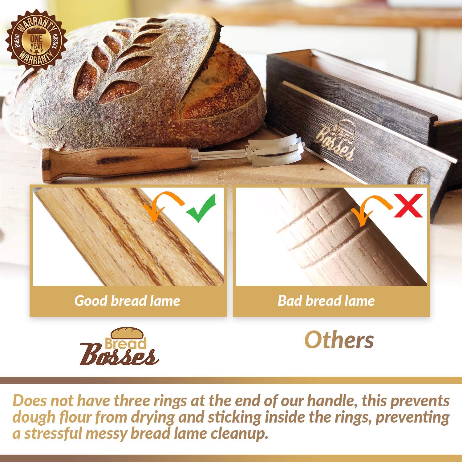 Bread Bosses Professional Bread Lame Scoring Tool - Stainless Steel Razor Blade for Sourdough Bread Baking, Dough Slashing & Artisan Loaf Design - Perfect Gift for Bakers & Bread Making Enthusiasts - Ideal for Home Baking, Professional Kitchens & Culinary Gifts