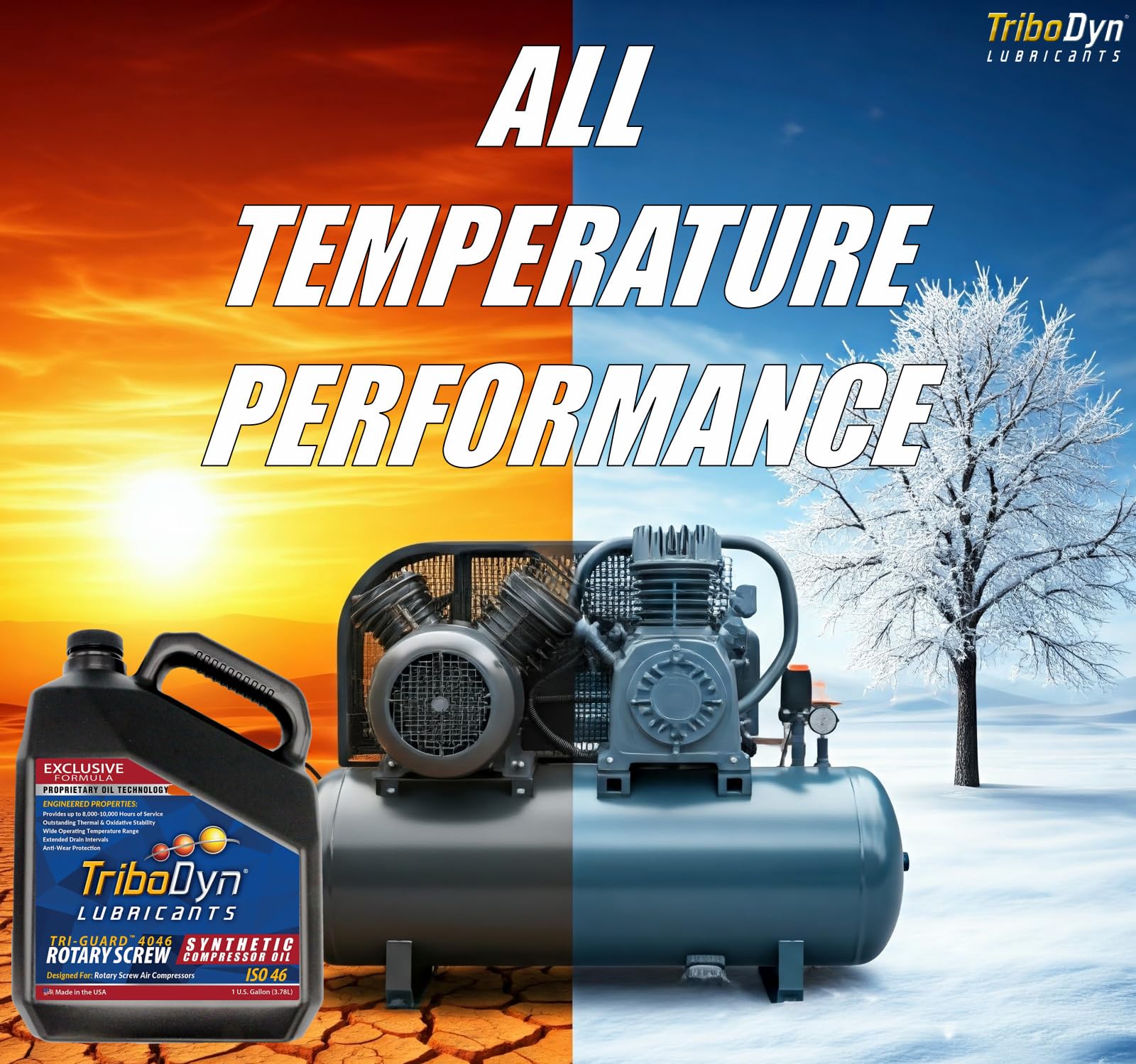 TriGuard 4046 ISO 46 PAO Synthetic Rotary Screw Air Compressor Oil - 1 Gallon for Industrial Machinery, HVAC Systems & Pneumatic Tools