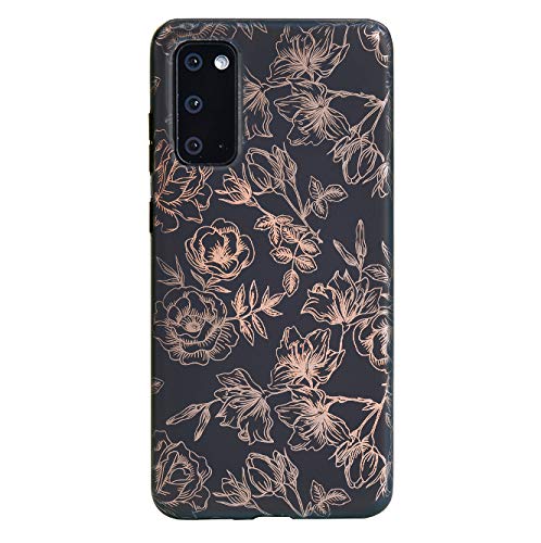 VELVET CAVIAR Samsung Galaxy S20 Case - Flower Design Protective Phone Cover for Women & Girls | Black Rose Gold Floral Pattern | Slim Fit Shockproof Case for Everyday Use & Gift Giving