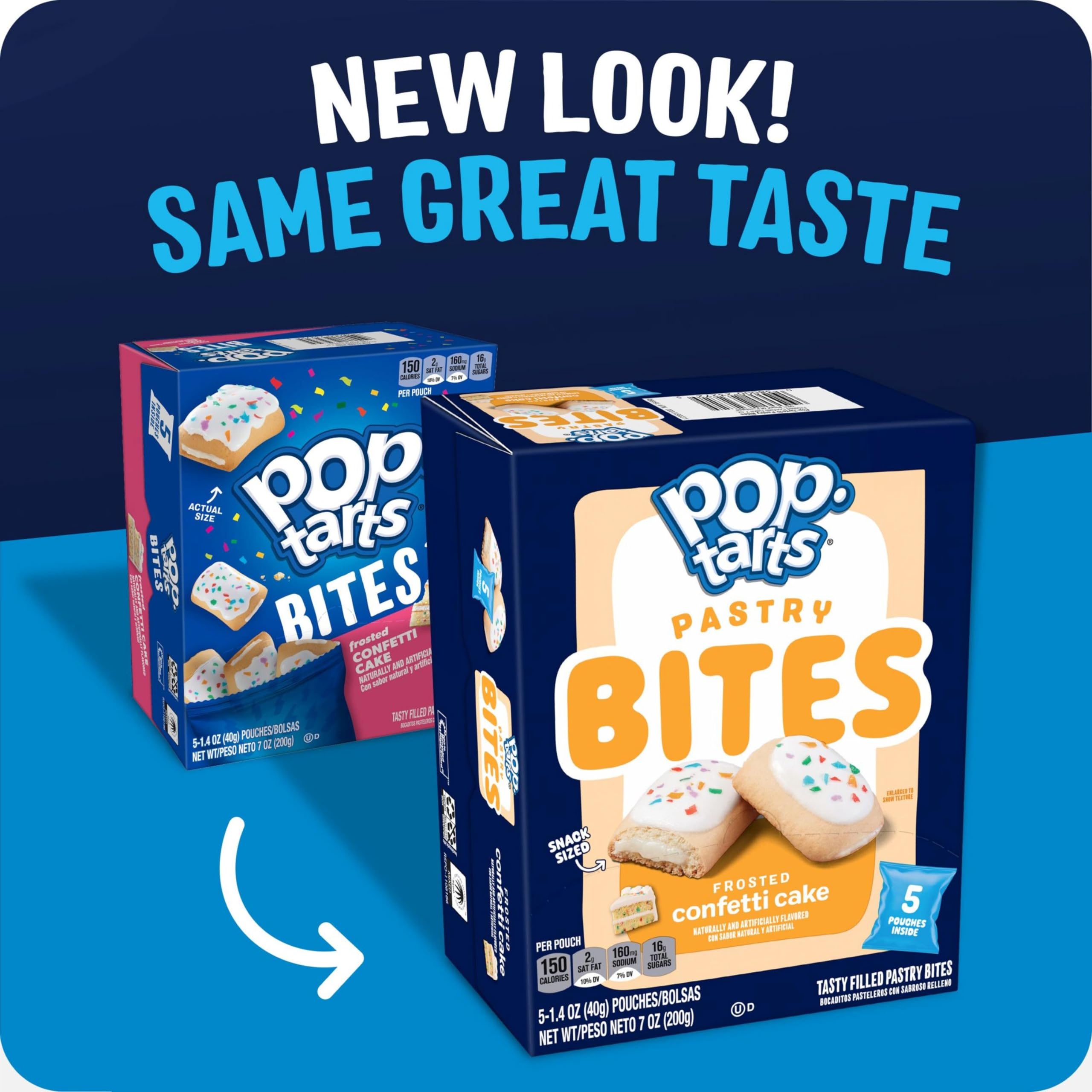 Pop-Tarts Baked Pastry Bites - Frosted Confetti Cake Flavor | Kids Snacks for School Lunch, After School Treats & Birthday Parties | Delicious Toaster Pastries for Breakfast or Dessert