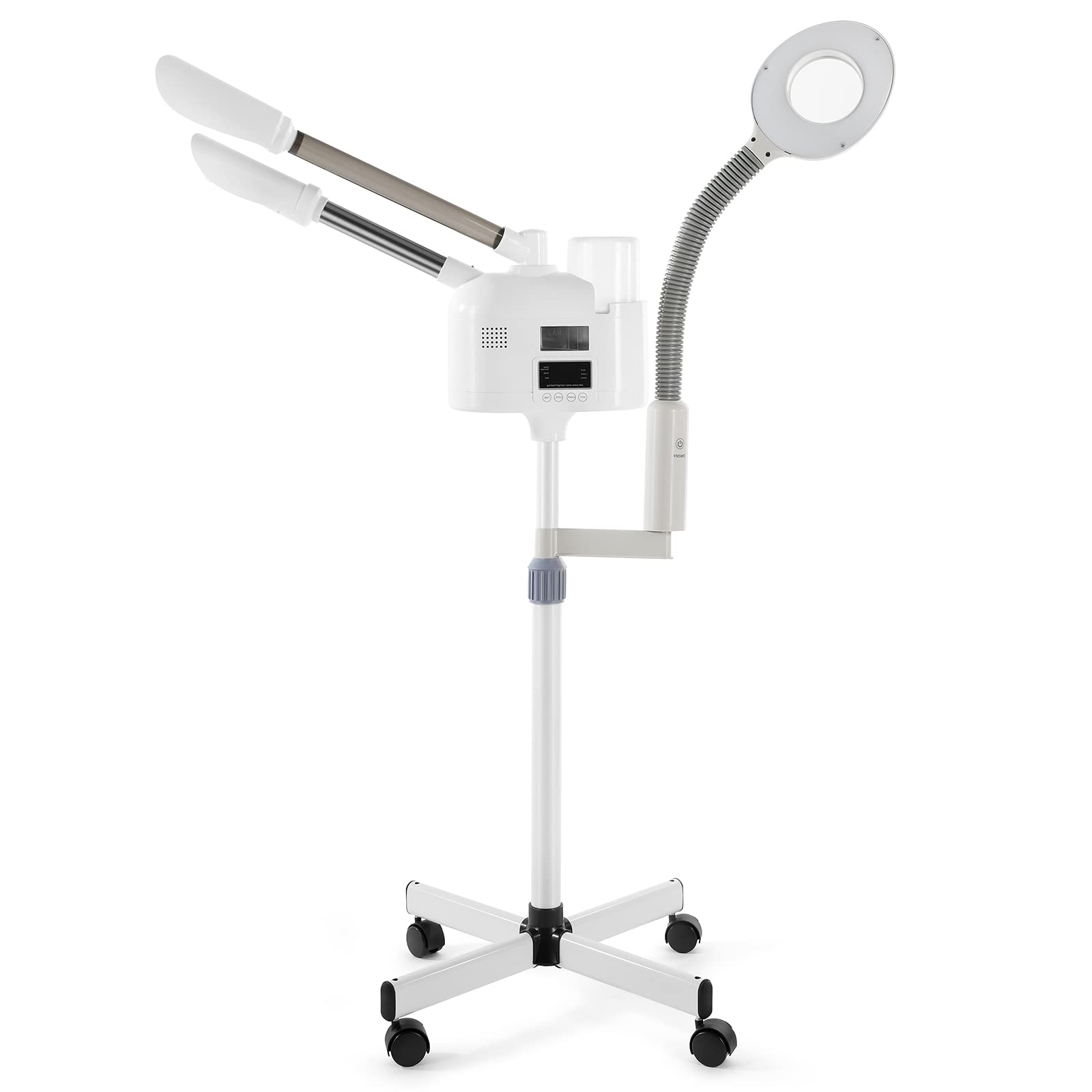 Professional 5-in-1 Facial Steamer with LED Magnifying Lamp & Hot/Cold Nozzles - Esthetician-Grade Skincare Device for Deep Cleansing, Hydration & Blackhead Removal - Perfect for Salon, Spa & Home Use