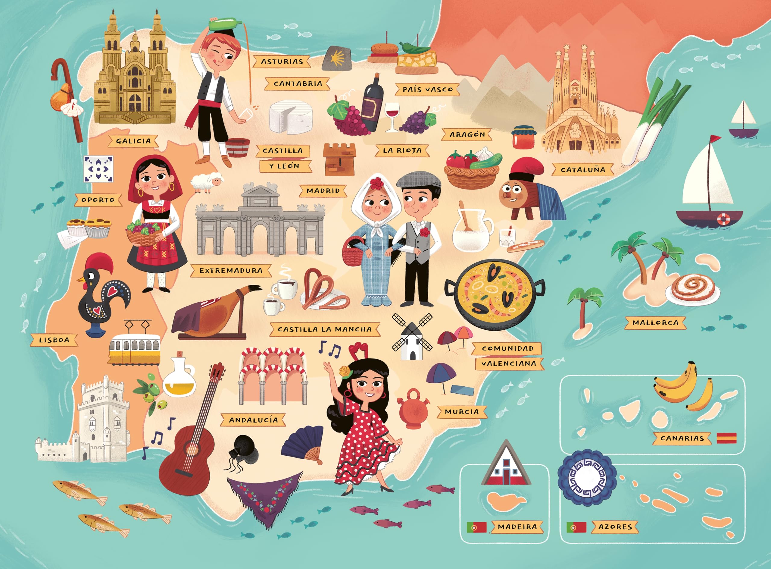 Ravensburger Spain and Portugal Map Puzzle - 100 Extra Large Pieces, Educational Puzzle for Kids 6+ Years & Adults, World Map Puzzle Gift for Boys & Girls - Perfect for Family Game Night, Classroom Learning & Travel Activities