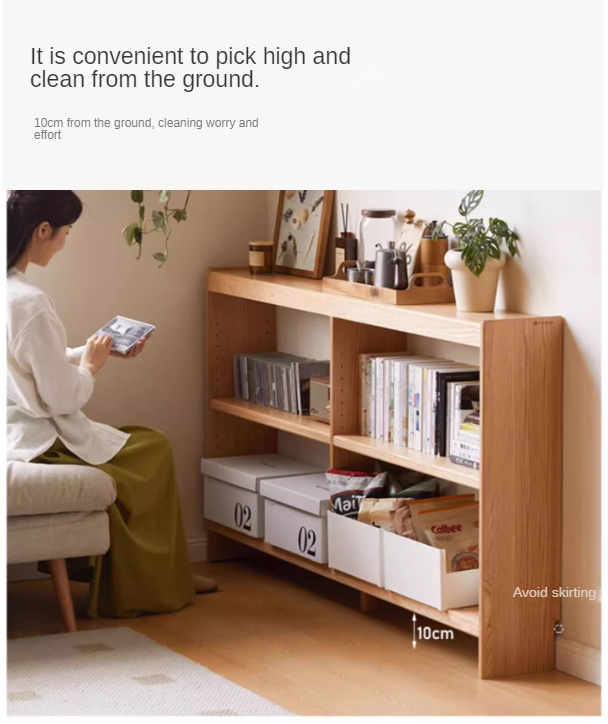 Oak Solid Wood Ultra Narrow Storage Rack - Space-Saving Shelf for Small Rooms, Bathroom, Kitchen & Closet Organization