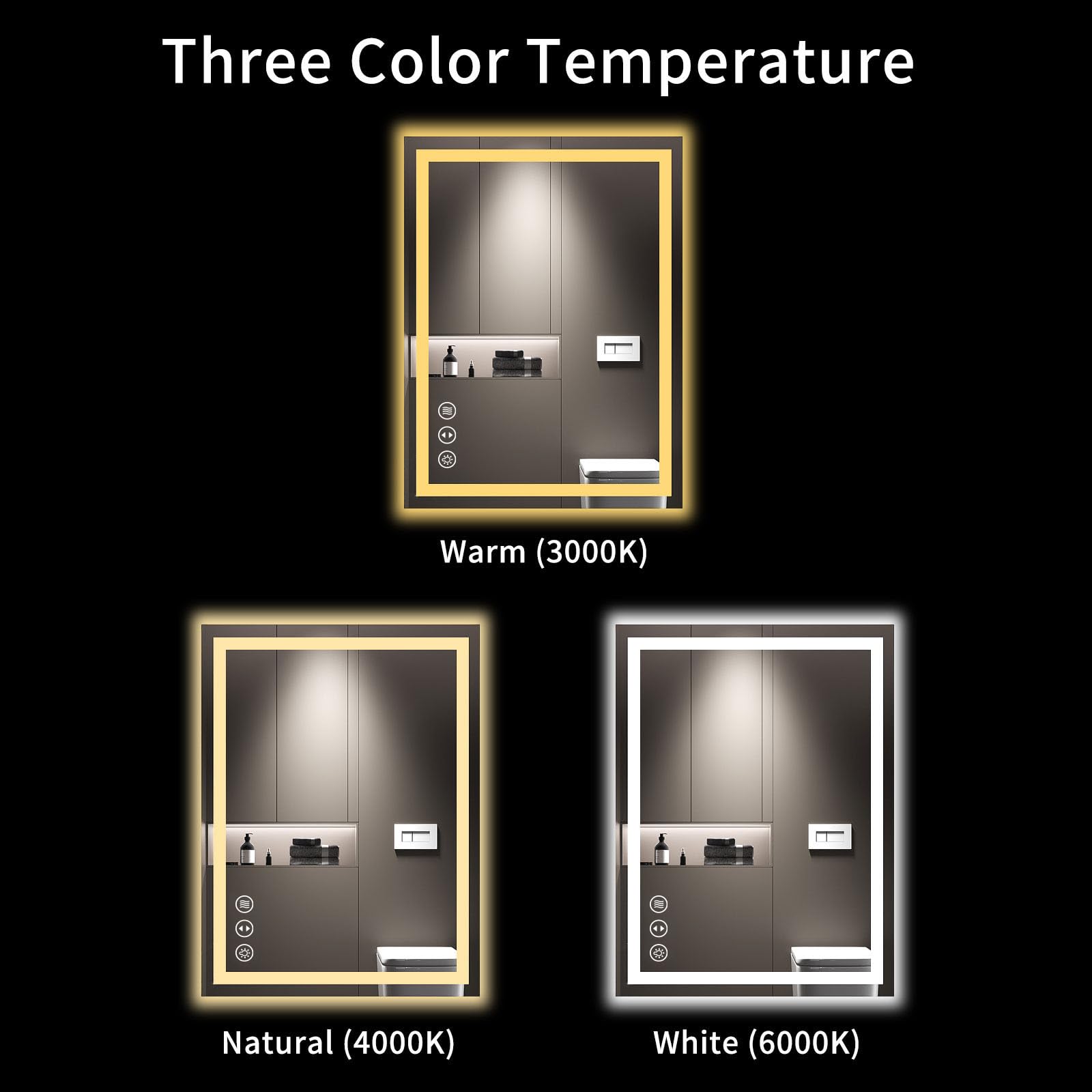 LOAAO 24X32 Inch LED Bathroom Mirror with Anti-Fog & Dimmable Backlit + Front Lighting - Wall Mounted Vanity Mirror with Memory Function, Shatterproof Tempered Glass (ETL Certified) - Perfect for Makeup, Shaving & Home Decor