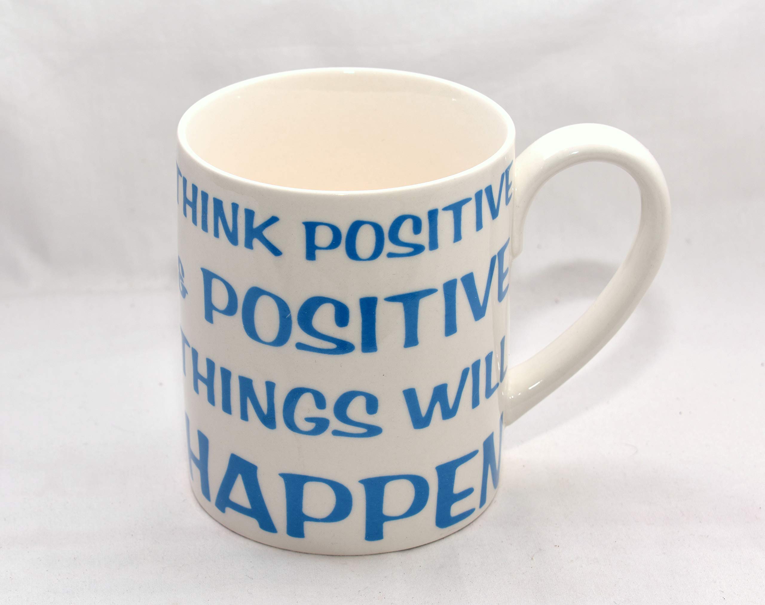 16oz Think Positive Ceramic Coffee Mug - Inspirational Motivational Gift for Office, Home & Travel - Perfect for Hot Tea, Coffee & Soups