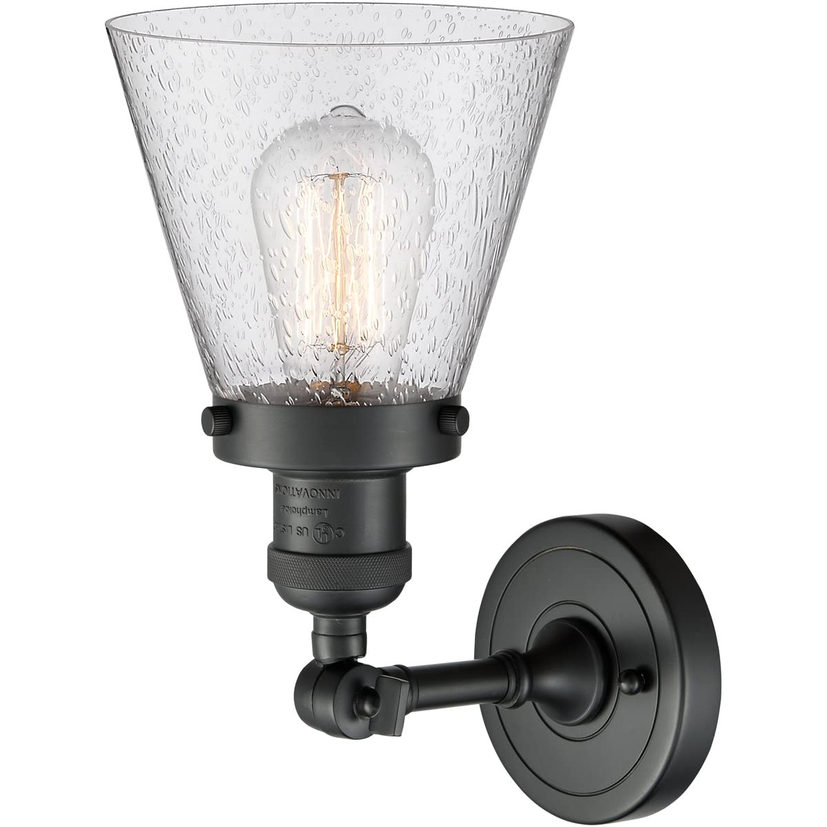 Innovations 201F-BK-G64-LED Matte Black Semi-Flush Mount Ceiling Light Fixture - Energy Efficient LED Lighting for Bedroom, Hallway & Kitchen
