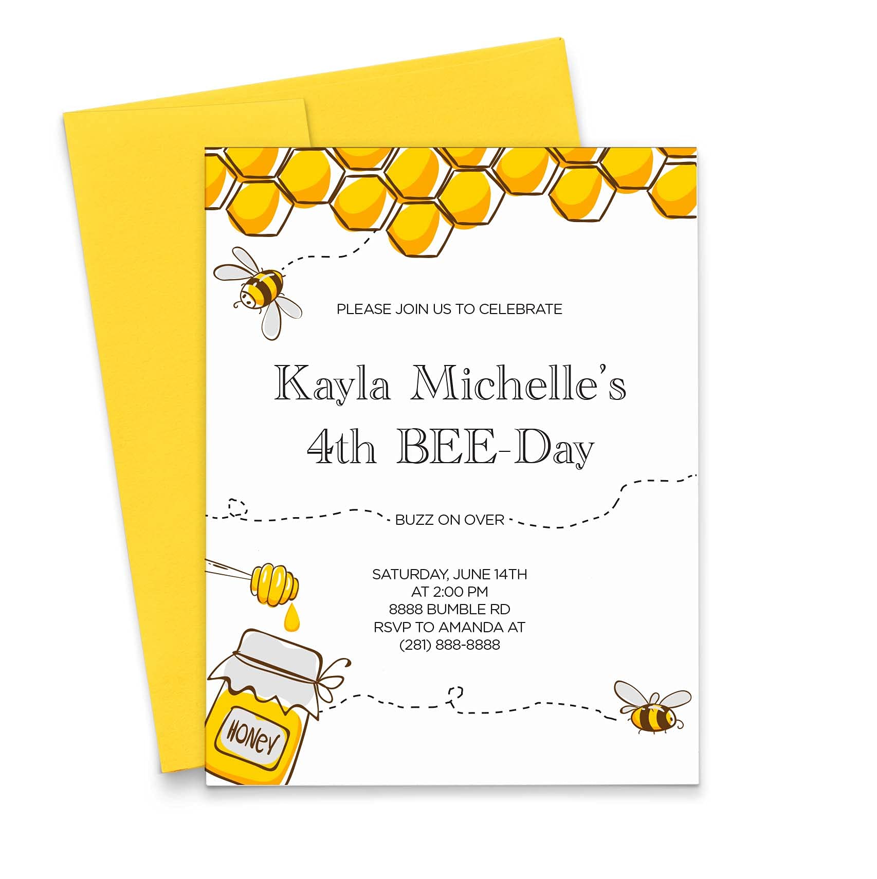 Personalized Bee-Themed Birthday Invitations for Kids - Customizable 1st Birthday Party Invites for Girls & Boys - Choose Quantity, Age, Info & Envelope Color - Perfect for Baby Showers, Birthday Parties & Special Celebrations