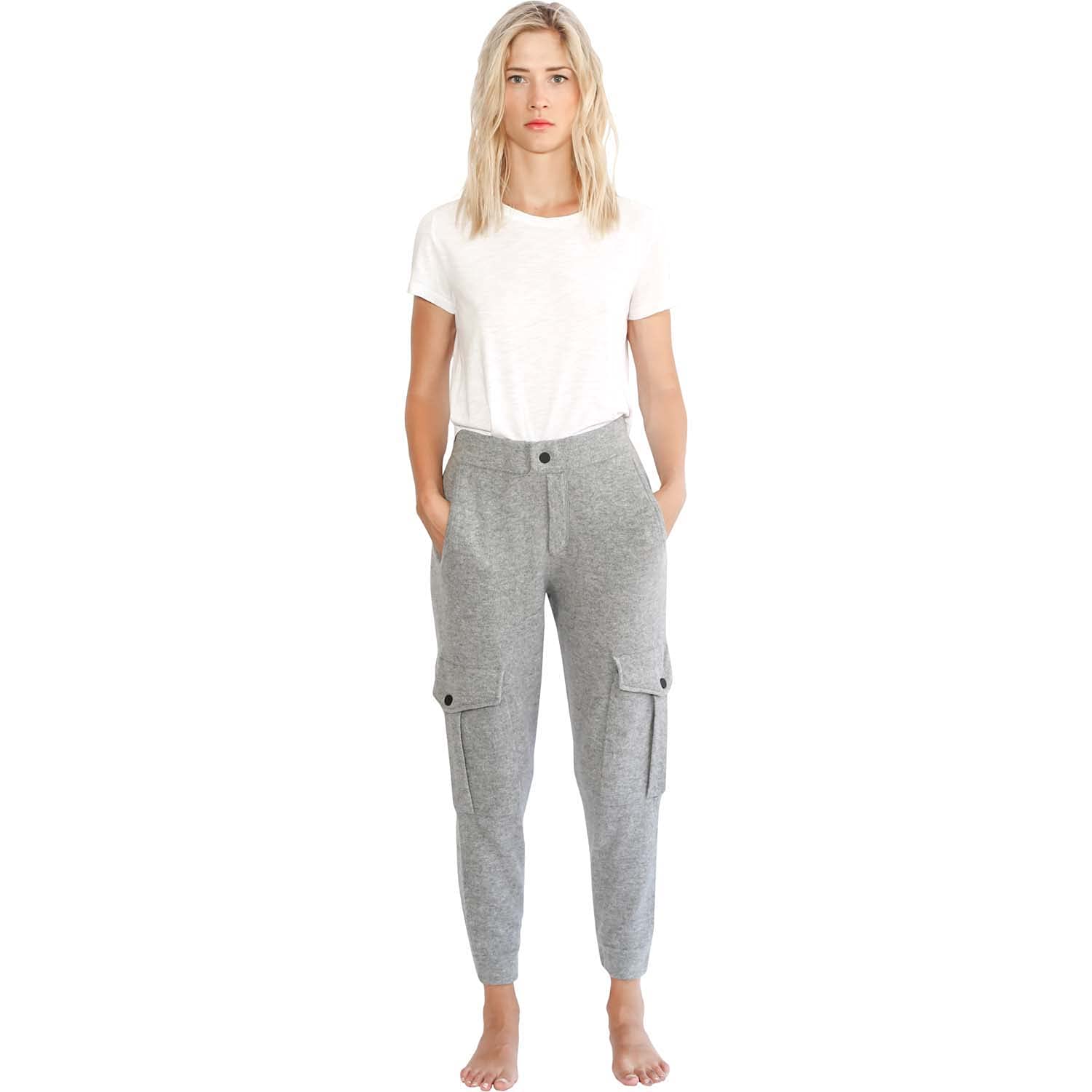 Women's Cargo Pants - 100% Cashmere Soft Stretch Comfortable Side Pockets Slim Fit Trousers for Work, Travel & Outdoor Activities