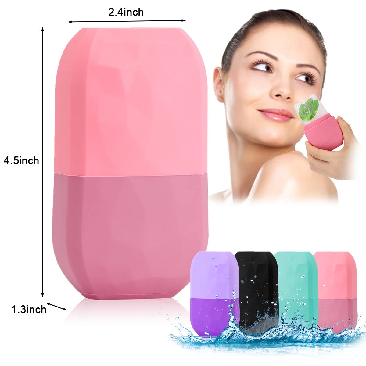 Ice Roller for Face and Eye - Upgraded Cooling Facial Massager for Puffiness, Dark Circles & Fine Lines | Gua Sha & Skin Care Tool with Silicone Ice Mould | Pink Beauty Ice Roller for Morning Routine & Post-Workout Recovery