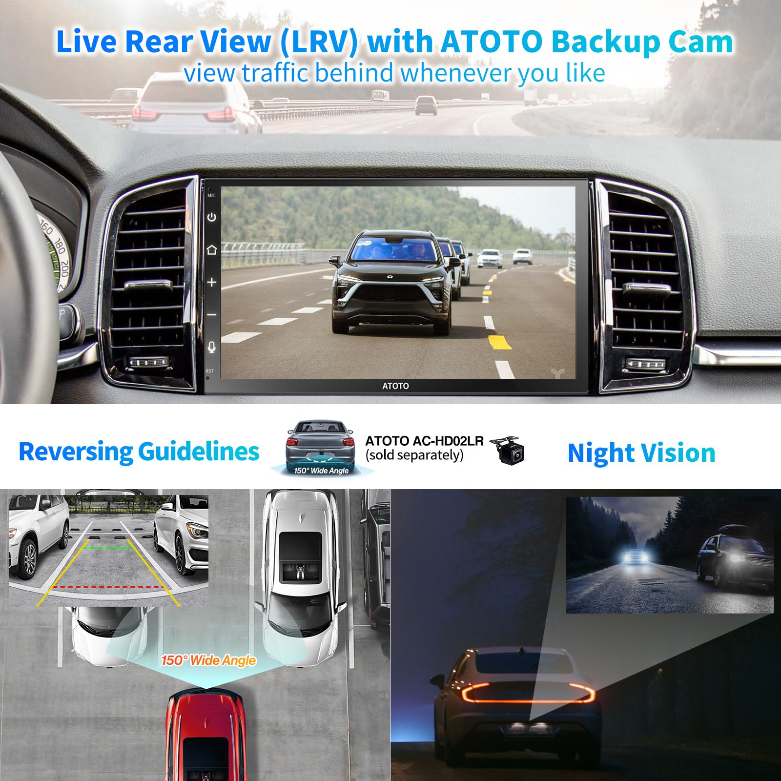 ATOTO F7WE 7-Inch Wireless CarPlay & Android Auto Double DIN Car Stereo with Touchscreen, Bluetooth, AM/FM, HD Radio, Voice Control - Perfect for Road Trips & Daily Commuting
