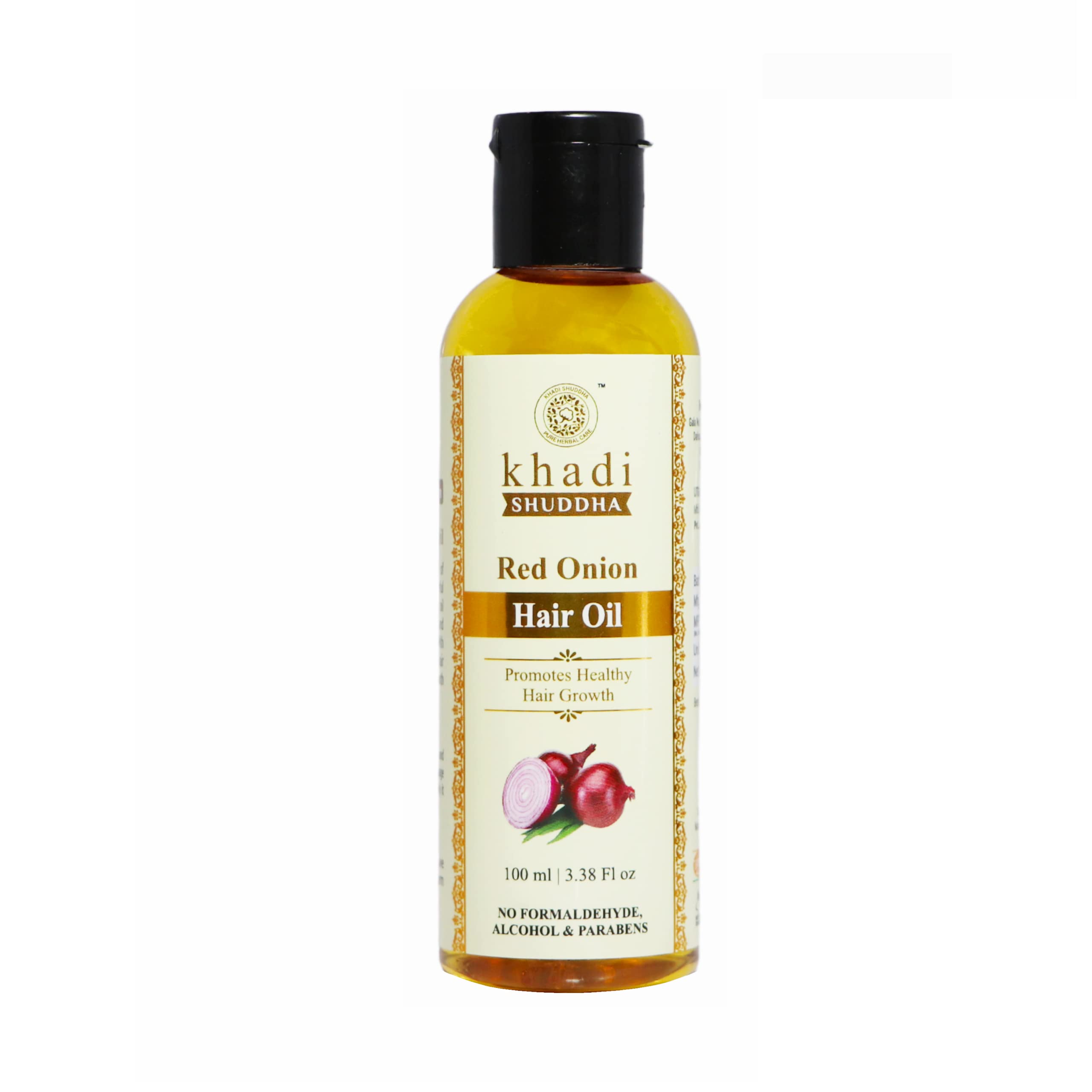Khadi Shuddha Onion Hair Oil - 100ml | Natural Hair Growth Treatment for Thicker, Stronger Hair | Reduces Hair Fall & Promotes Scalp Health | Perfect for Daily Hair Care Routine & Ayurvedic Hair Treatment