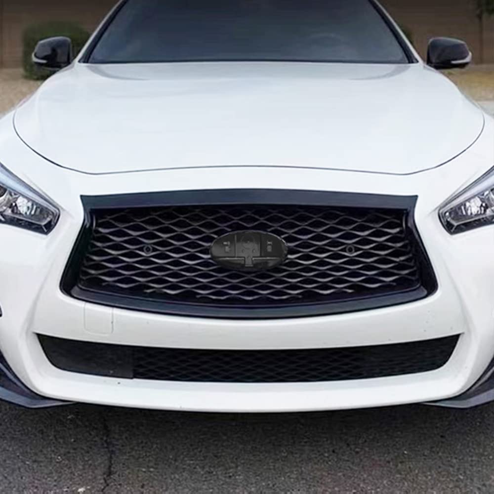 Glossy Black Front Grille Compatible with Infiniti Q50 Q50S 2018-2022 - JDM Style Upper Bumper Hood Grill Replacement | Upgrade Your Car's Appearance for Street Racing & Show Car Events
