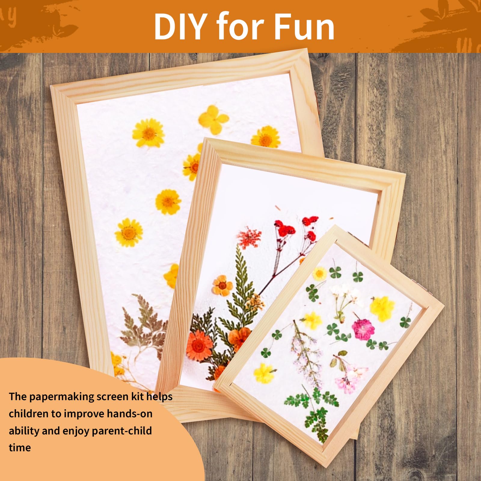 3 Sizes Wooden Paper Making Frames Set (5