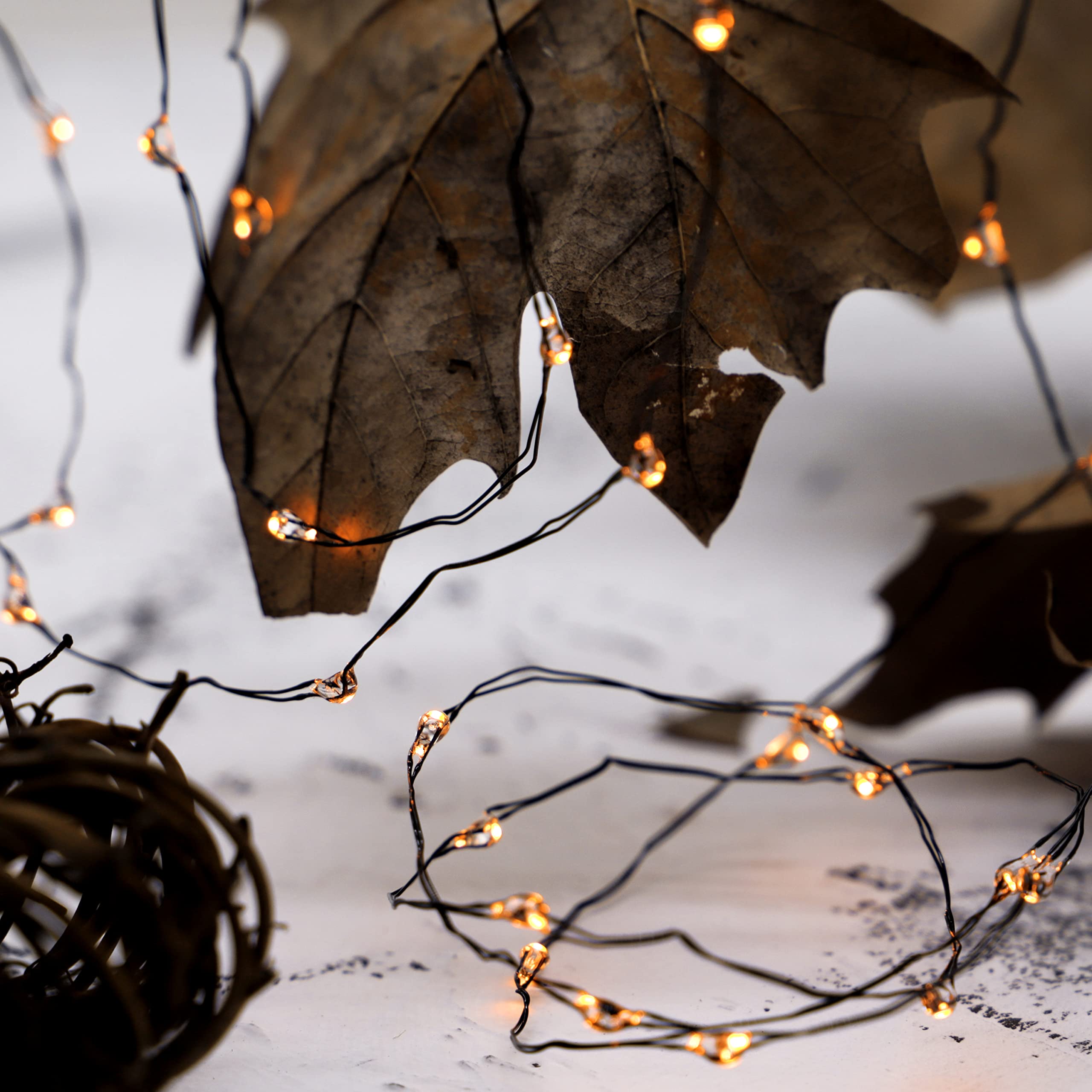 XIWU Halloween Fairy Lights 10ft 60 LEDs - Battery Operated String Lights with Timer & Remote - Orange Fall Pumpkin Garland for Halloween, Thanksgiving, Autumn Decor - Perfect for Indoor Mantle, Party, Home, and Garden Decorations