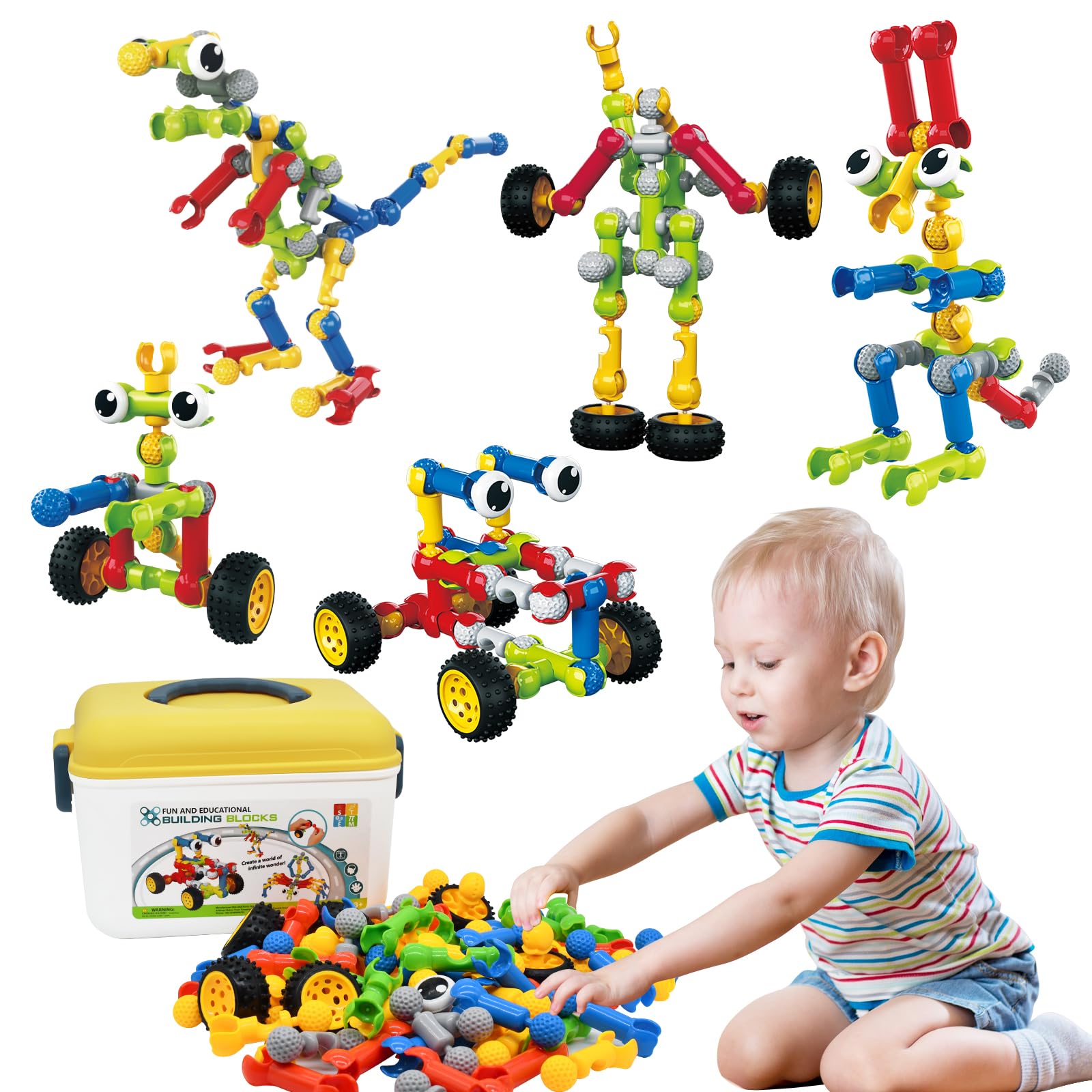 109-Piece STEM Building Blocks for Kids Ages 3-12 | Creative Educational Construction Toys for Boys & Girls | Perfect Christmas & Birthday Gifts | Classroom Learning & Home Play Activities