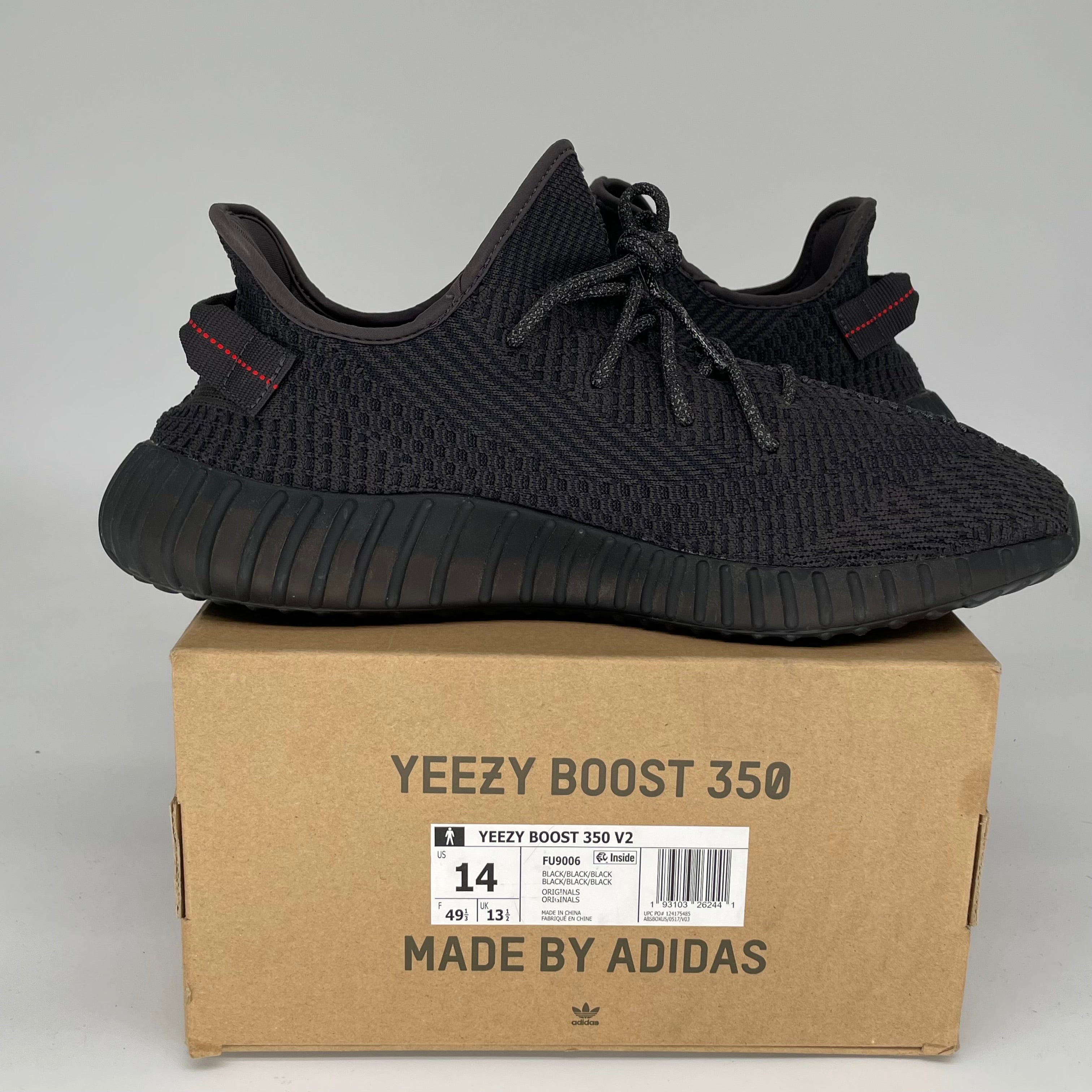 Adidas Yeezy Boost 350 V2 Black Non-Reflective Men's Running Shoes Size 14 - Comfortable Sneakers for Casual Wear, Gym & Street Style (FU9006)