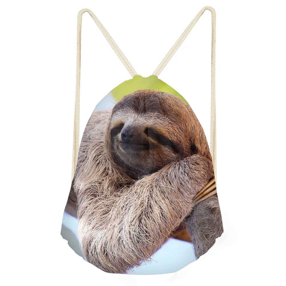 Sloth Animal Drawstring Backpack - Cute Party Favor Gift Bags for Kids, Sports Team & Gym Accessories | Perfect for Birthday Parties, School Events & Travel