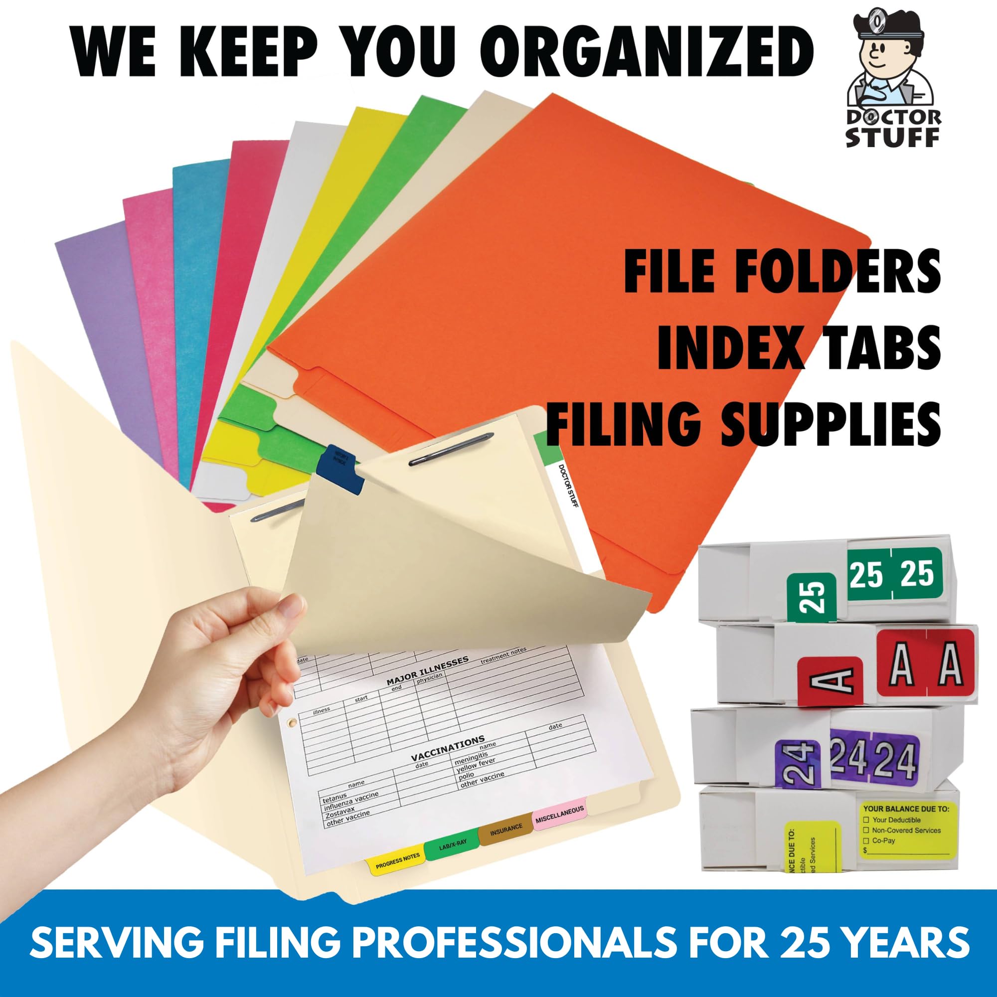 VRAM Series File Folder Labels - Letter Z Stickers (250/Roll, 1.3x1.25