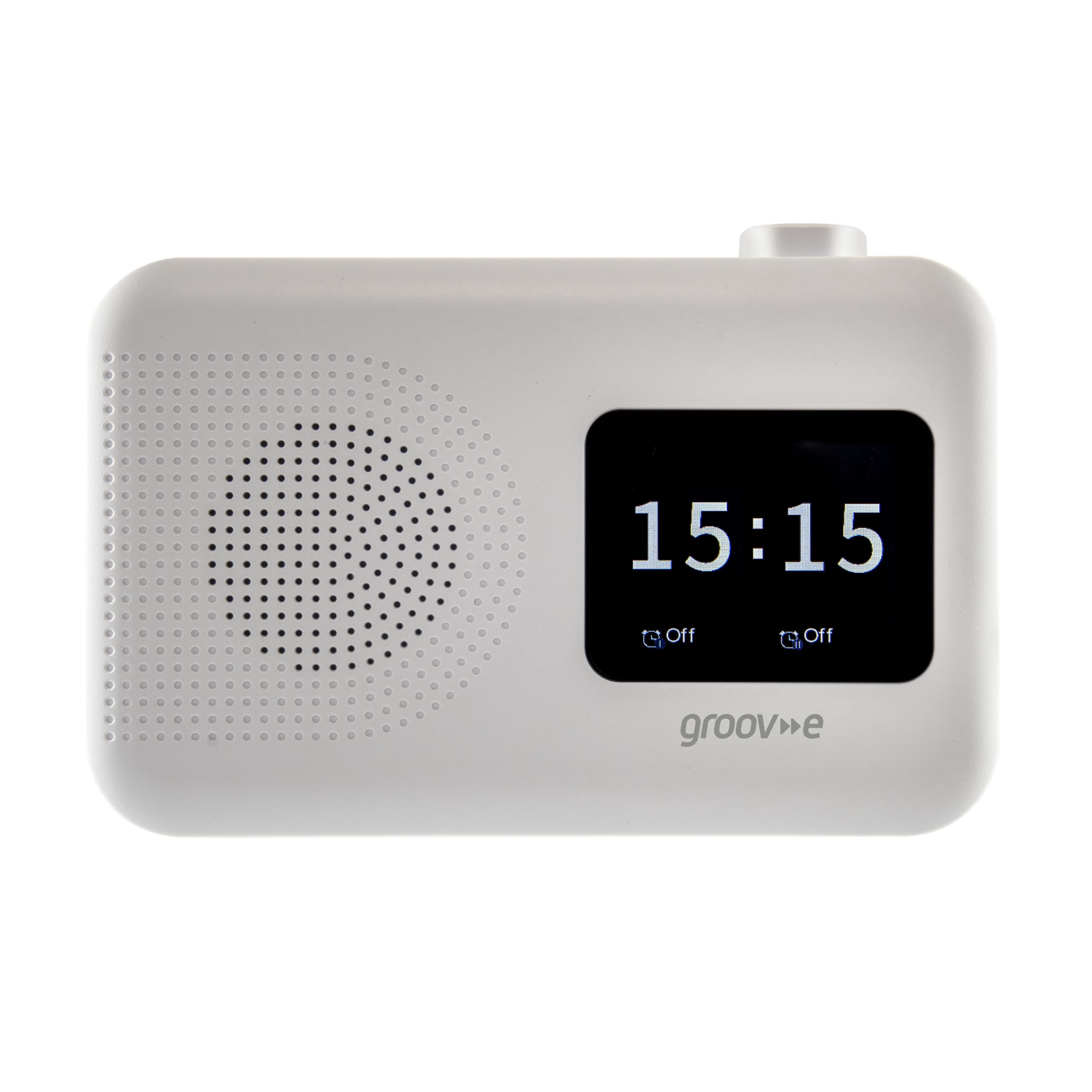 Groove Berlin DAB & FM Digital Radio with Color LCD Screen - Built-in Alarm Clock, Bluetooth, 60 Preset Stations - Portable Battery/Mains Operated - White - Perfect for Home, Office, Travel & Outdoor Use