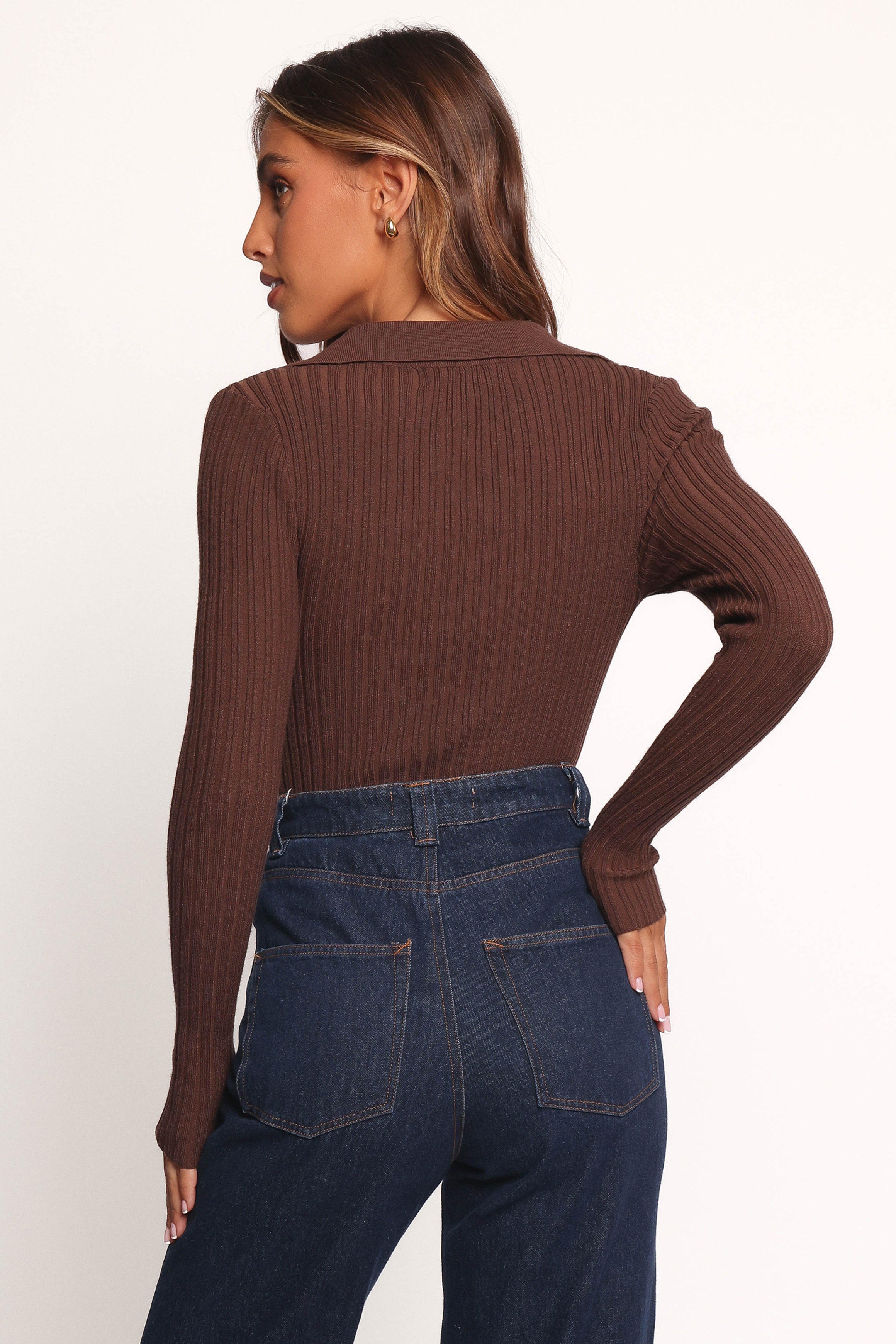 Emmerson Women's Long Sleeve Knit Sweater Top - Soft Comfortable Pullover for Fall & Winter - Chocolate Brown Casual Wear for Office, Date Night & Everyday Outfits
