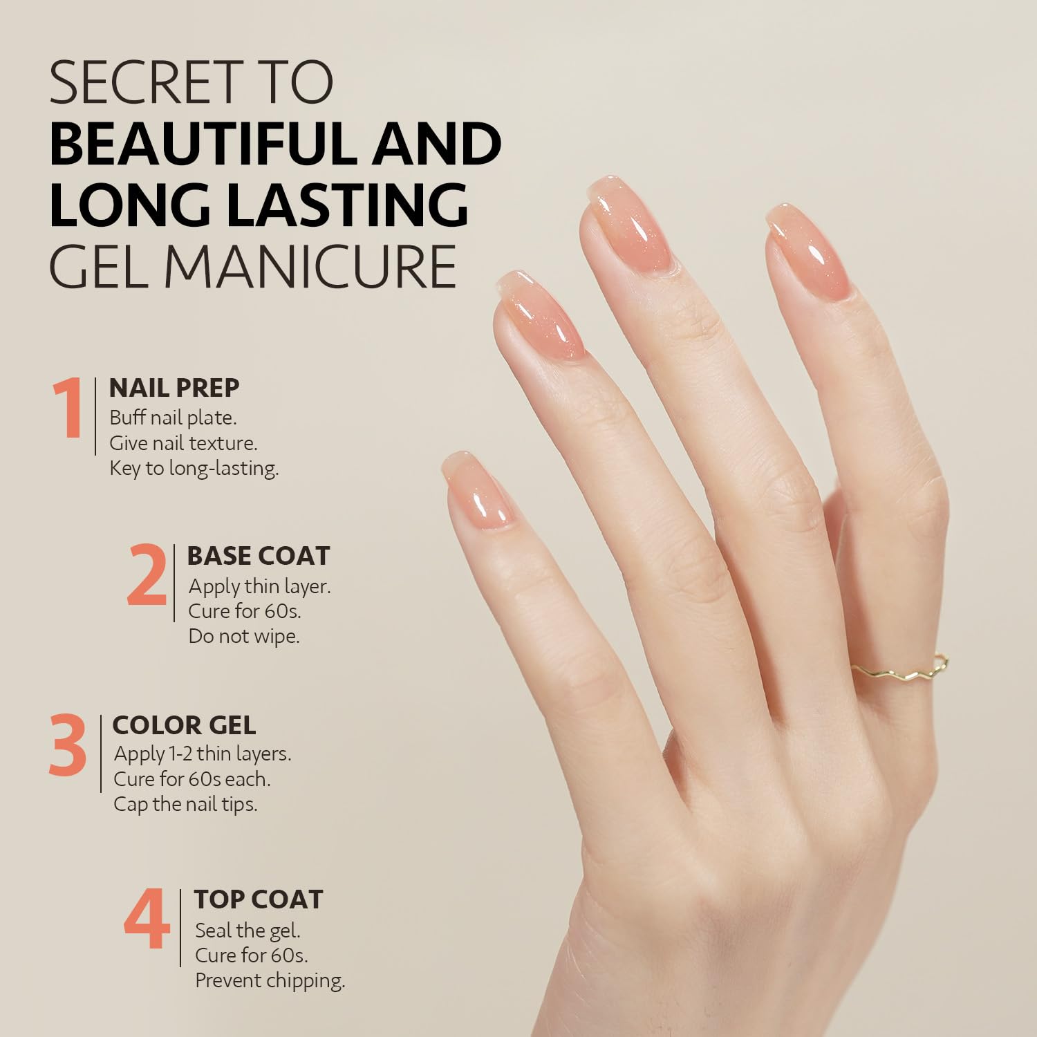 GAOY Nude Gel Nail Polish Set - 2 Colors 16ml Jelly Orange Shimmer & Sheer Soak Off UV Gel Polish for Natural Nails | Perfect for Manicures, Pedicures & Nail Art Designs