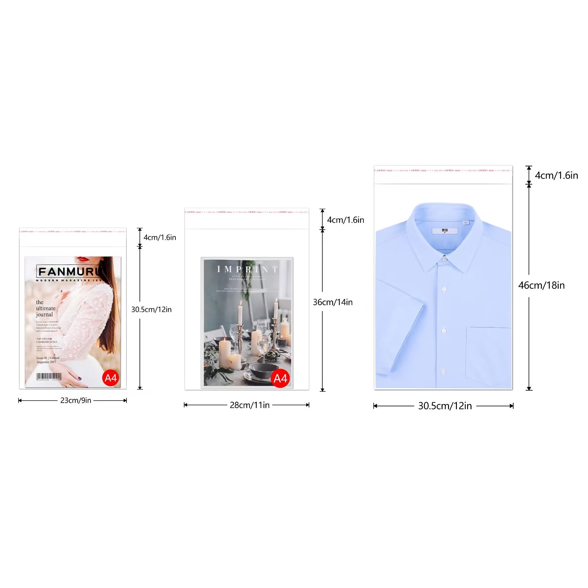 200pcs Clear Self Stick Cello Bags 9×12