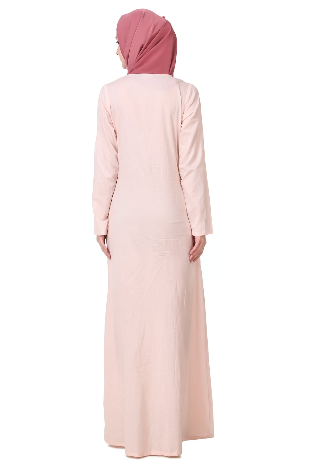 Embellished Side Button Cotton Abaya Dress for Women - Modest Islamic Prayer Dress for Mosque & Special Occasions