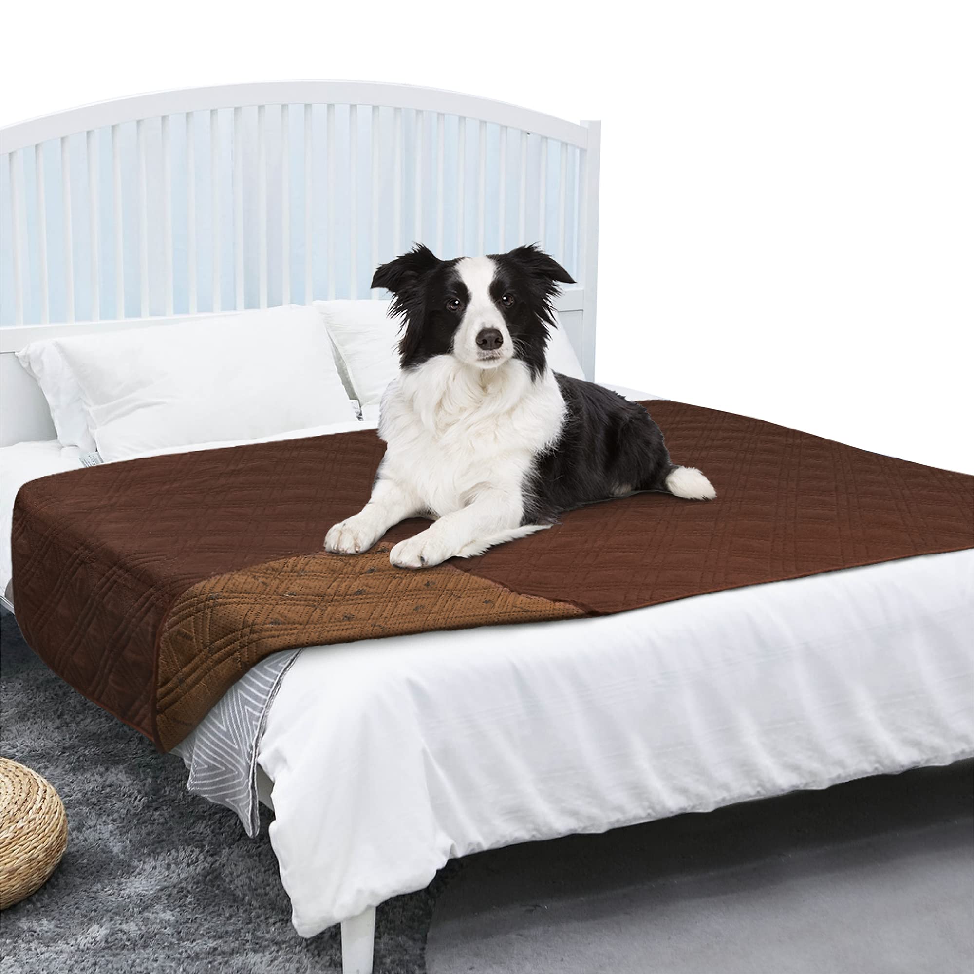Waterproof Reversible Dog Couch Cover - PetAmi Washable Furniture Protector for Sofa, Bed & Seat (68x82 Inches, Brown) - Perfect for Pet Owners with Active Dogs & Cats at Home