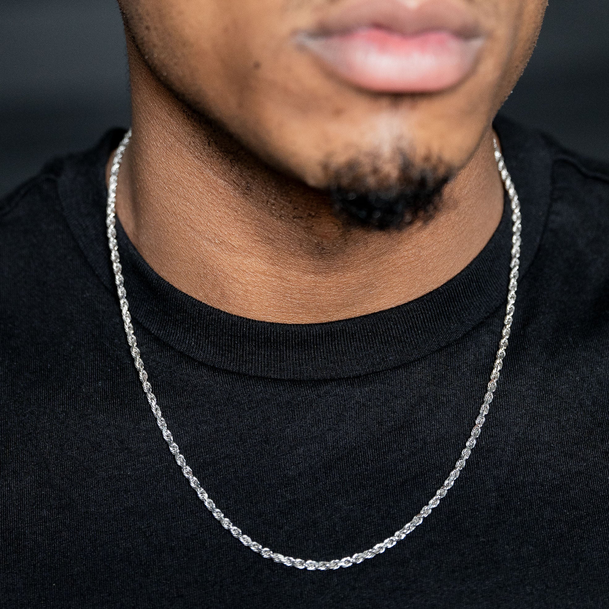 10K White Gold Rope Chain Necklace - 3mm Durable & Elegant Jewelry for Women, Perfect for Layering, Everyday Wear & Special Occasions