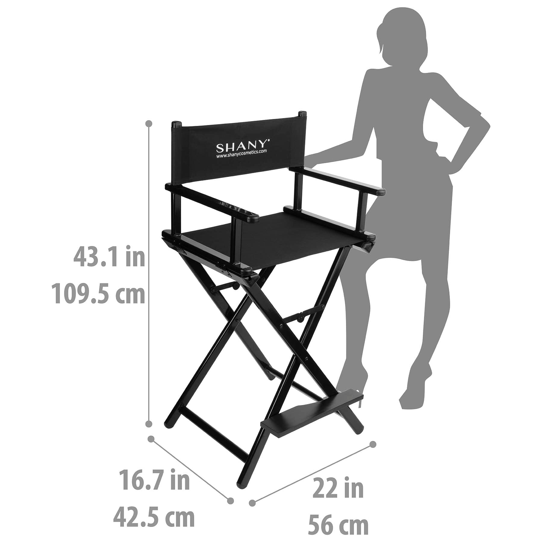 Professional Studio Director Chair for Makeup Artists - Heavy Duty Black Folding Chair - Perfect for Photography Studios, Film Sets & Salon Workstations