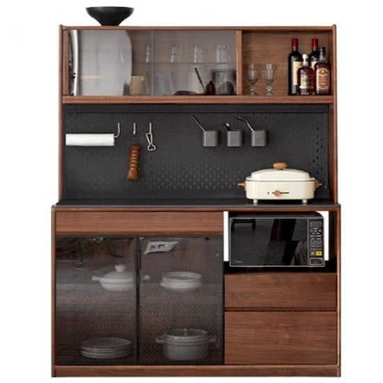Solid Black Walnut Wood Sideboard Buffet Cabinet - Rustic Dining Room Storage Furniture for Kitchen, Living Room & Entryway Organization