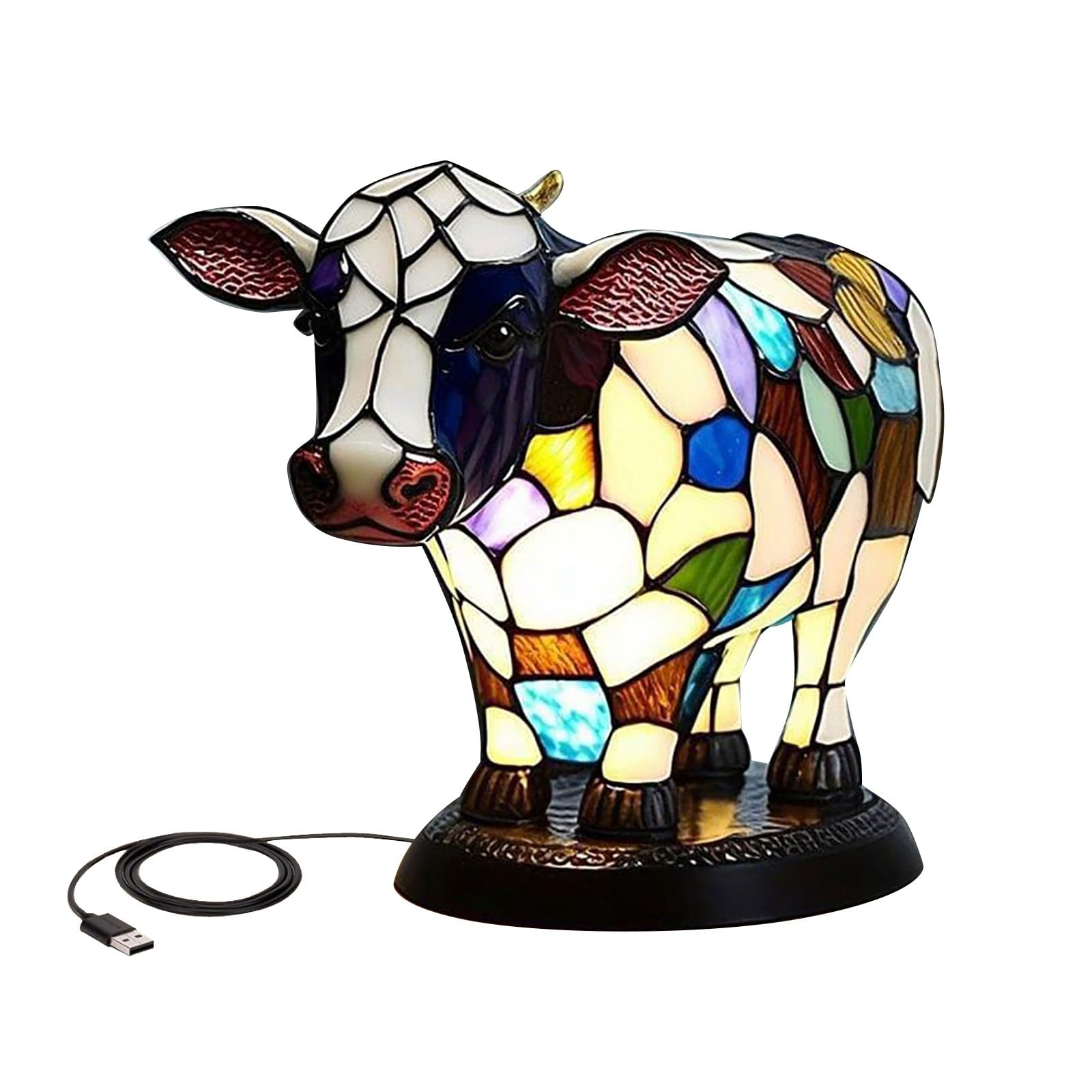 Cow Table Lamp with USB A+C Ports - Cute Animal Night Light for Bedroom, Living Room, Office & Dorm - Perfect Gift for Girls, Women & Moms (Set of 2) - Ideal for Reading, Studying & Creating Cozy Atmosphere
