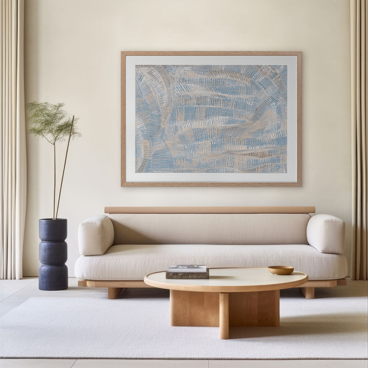 Dhala Bu Nya Light Blue Landscape Art Print - Premium Canvas Wall Decor for Living Room, Bedroom & Office - Modern Nature Scenery Painting for Home Decoration
