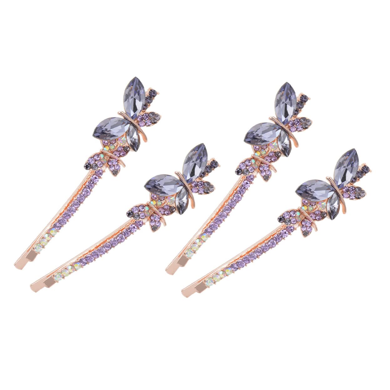 Minkissy 2 Pairs Acetate Butterfly Hair Clips for Women - Rhinestone Bow Barrettes Hair Accessories for Parties, Weddings & Everyday Elegance