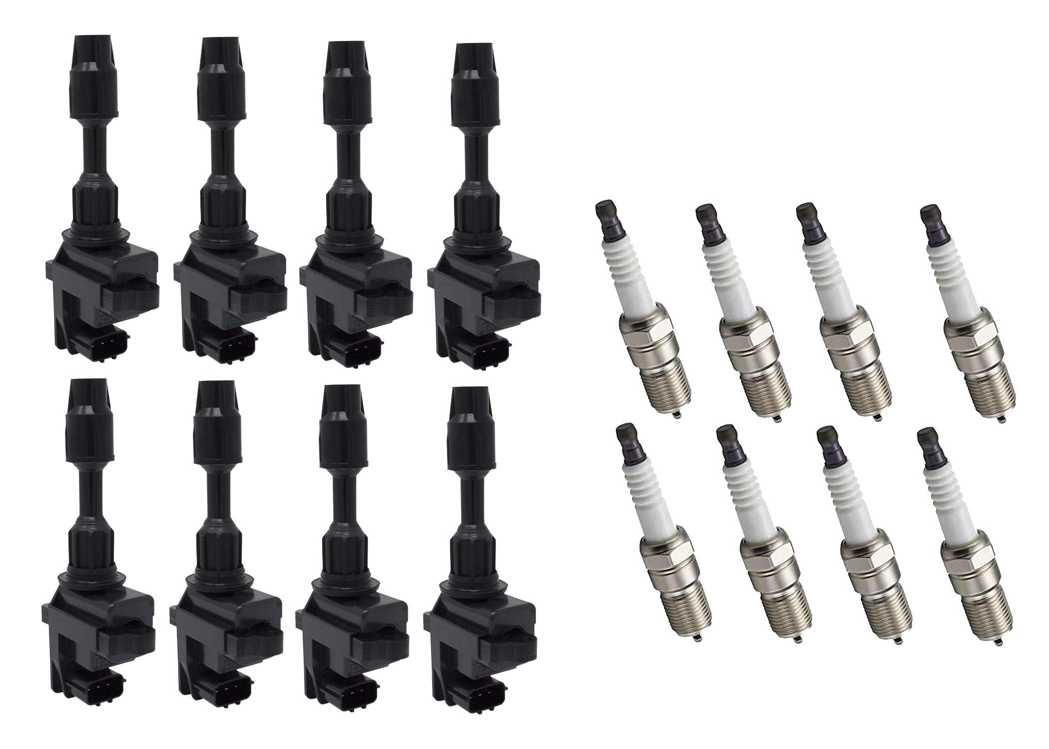 ENA 8-Piece Ignition Coil Pack & Platinum Spark Plug Set - Compatible with 1997-2001 Infiniti Q45 4.1L V8 - Replaces UF282, 88921362, 22448-3H000, 48613, C1122, 4503 - Perfect for Engine Performance Upgrades & Smooth Acceleration