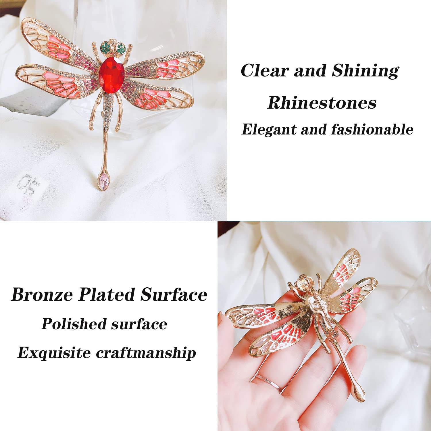 Dragonfly Brooch for Women - Elegant Rhinestone & Pearl Fashion Pin, Perfect Mother's Day Gift | Ideal for Dresses, Jackets, Scarves & Special Occasions
