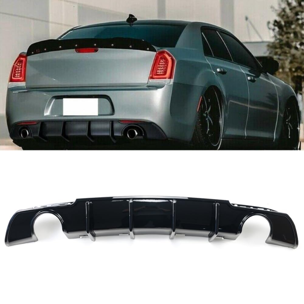 Glossy Black Rear Diffuser Lip for 2015-2023 Chrysler 300 SRT | Lower Valance Bumper Molding | Shark Fin Splitter Upgrade | Enhances Aerodynamics & Sporty Look | Perfect for Car Shows & Performance Tuning