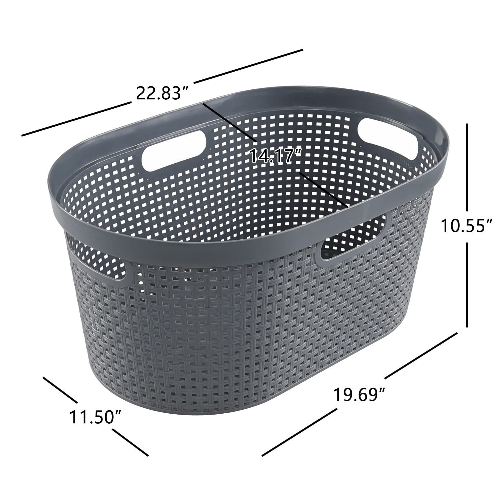 Saedy 4-Pack Large 40L Plastic Laundry Baskets with Handles - Foldable Clothes Hamper for Bedroom, Laundry Room & Dorm Organization