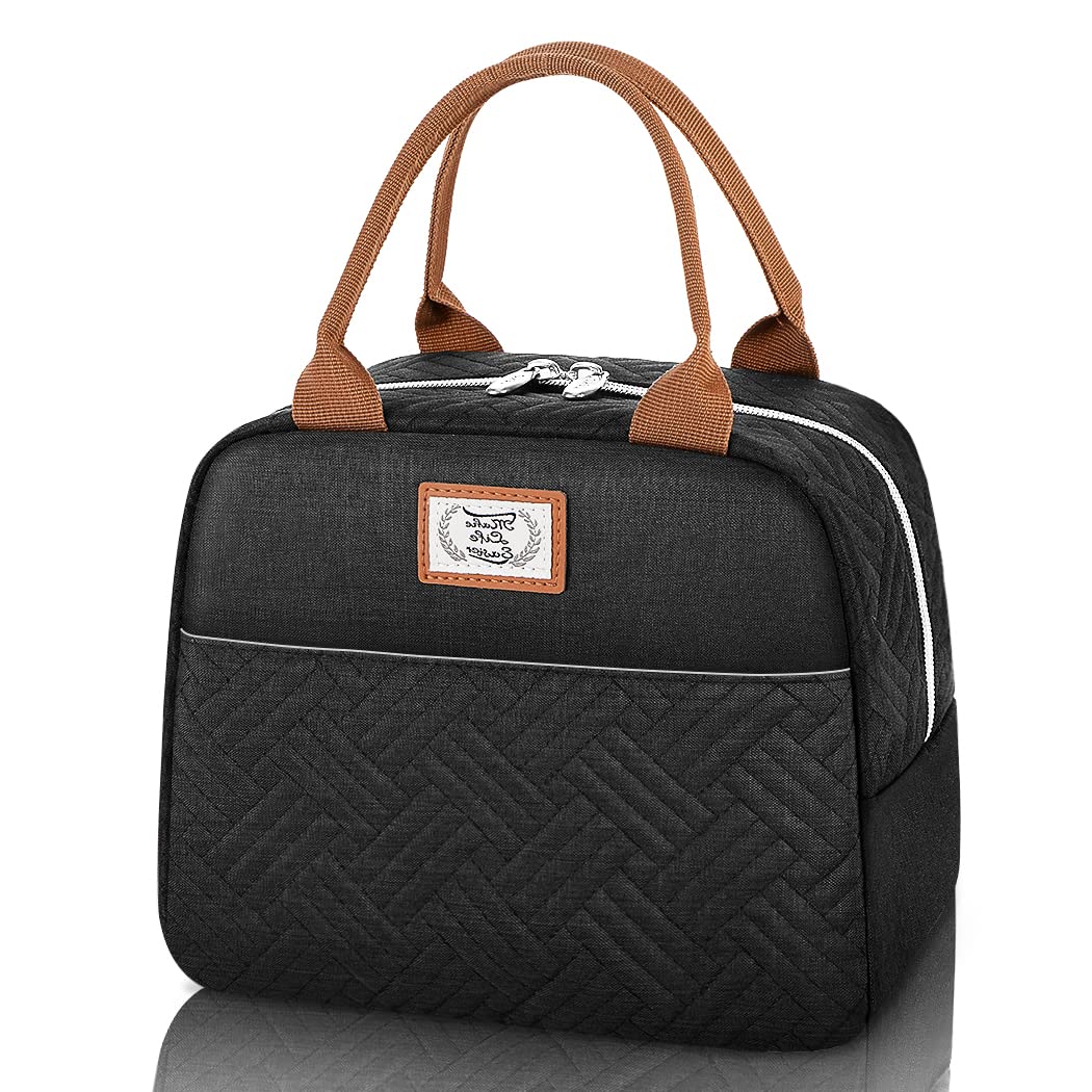 Lekesky Insulated Lunch Box for Women - Black Leakproof Lunch Tote Bag | Perfect for Office, School, Picnics & Travel