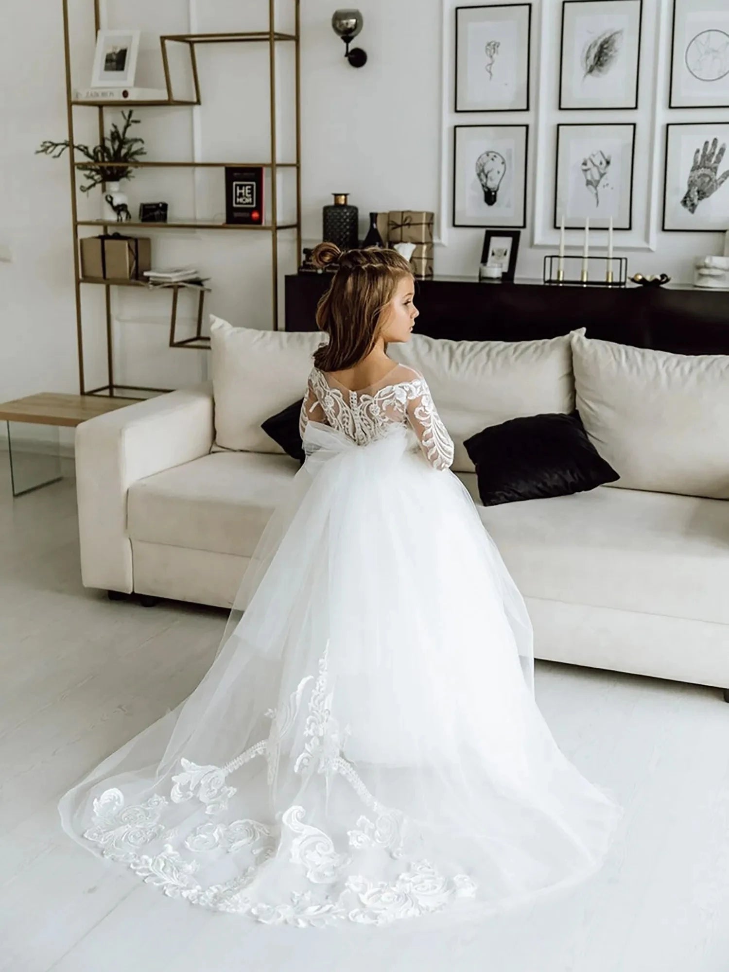 Elegant Ball Gown with Bow Back - Flower Girl Dress for Weddings, Parties & Special Occasions
