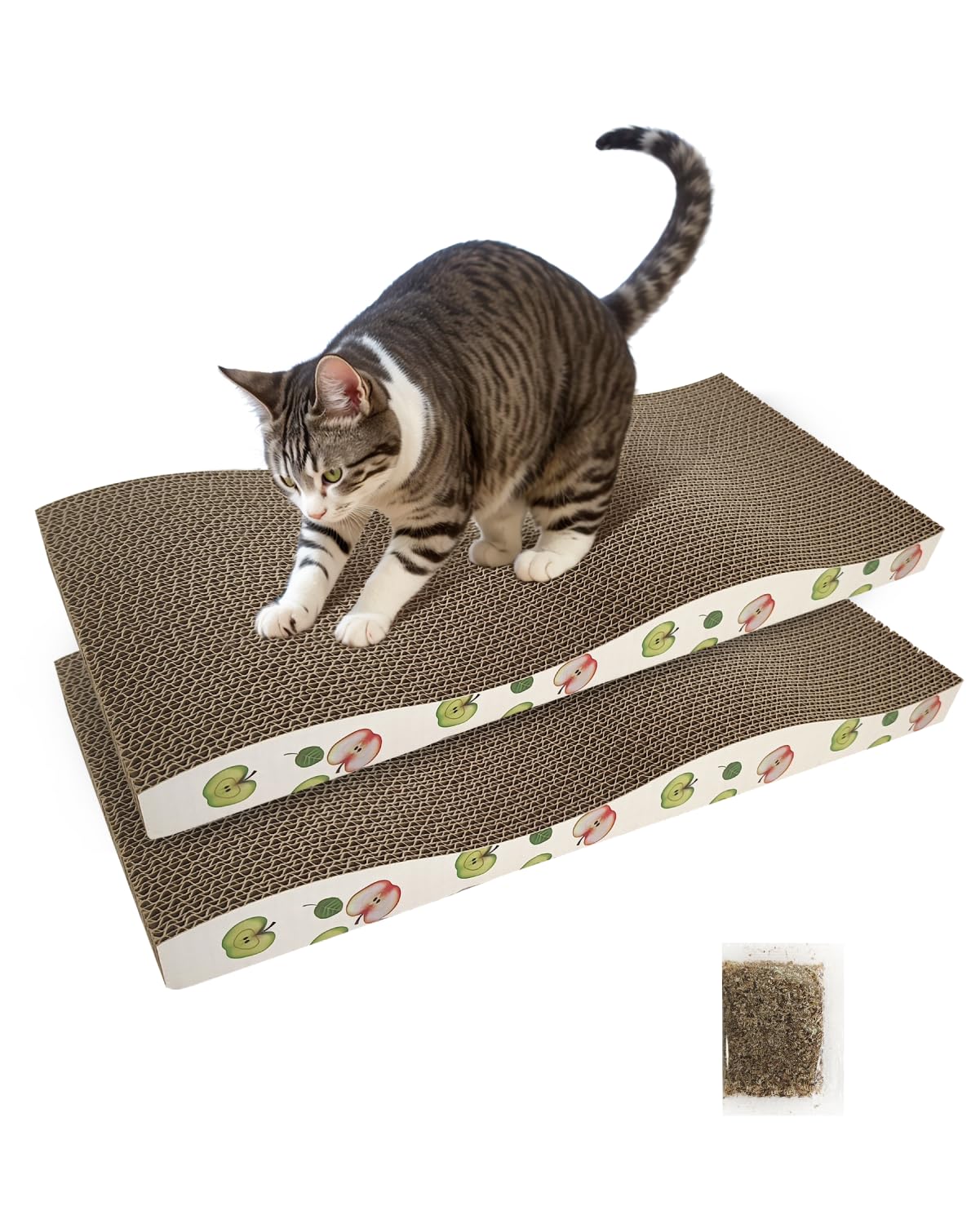 Premium Corrugated Cat Scratching Board for Indoor Cats - Double-Sided Scratch Pad with Catnip & Textured Design (2-Pack) - Perfect for Sofa Protection & Cat Nail Care