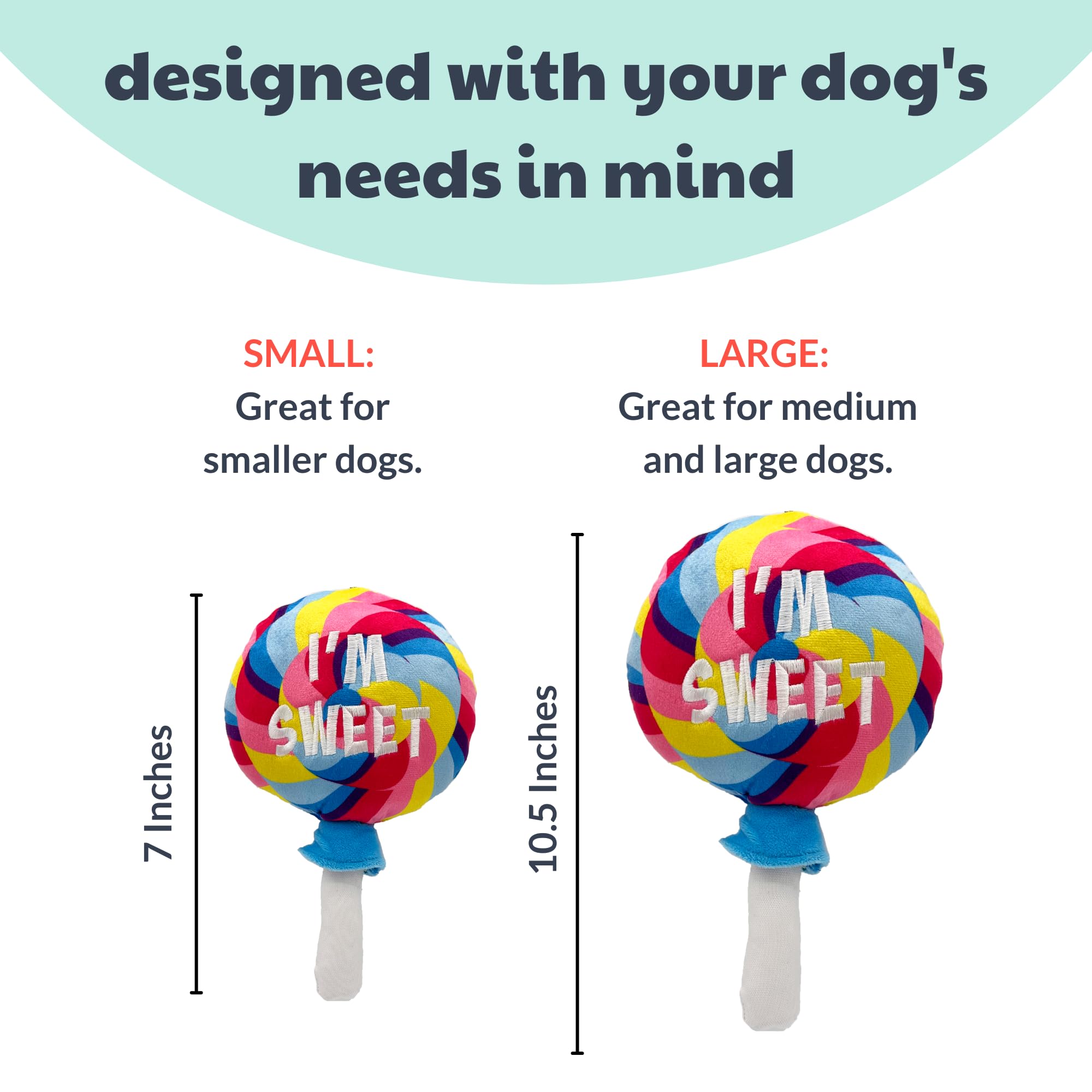 Huxley & Kent Squeaky Plush Dog Toy - Easter Spring Funny Lollipop Design for Small Dogs | Durable & Safe Chew Toy with Squeaker | Perfect Gift for Puppies | Indoor Playtime & Outdoor Fetch Fun