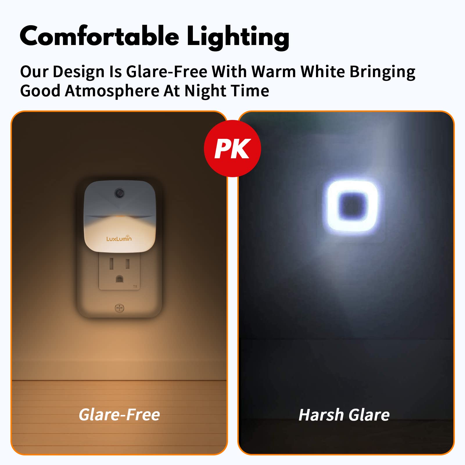 6 Pack LED Night Light Plug-in with Dusk-to-Dawn Sensor - Auto On/Off, Warm White for Kids Bedroom, Bathroom, Stairs & Hallway - Perfect for Safe Nighttime Navigation