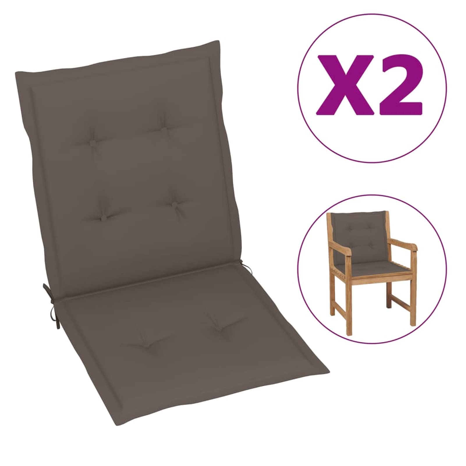 Tidyard 2-Piece Outdoor Garden Chair Cushions Set - Water-Resistant Taupe Fabric Seat & Back Cushions (39.4