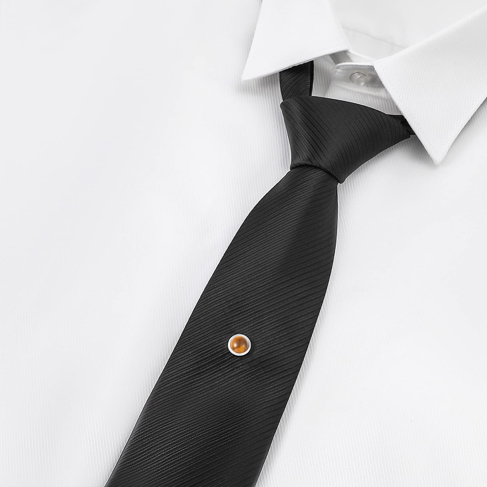Silver Tie Pins for Men with Chain - Elegant Wedding & Business Gift