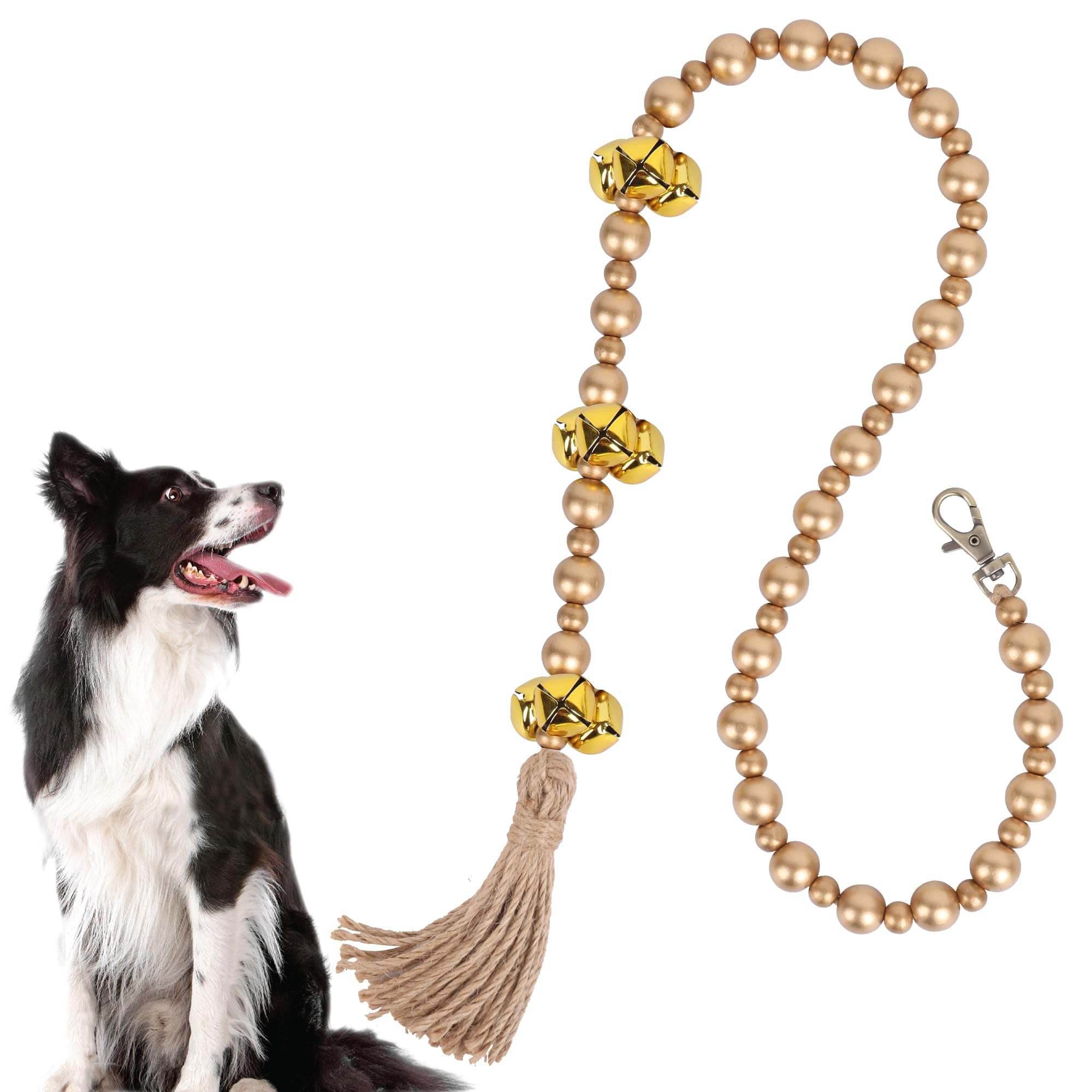 Meplait Adjustable Dog Doorbell for Potty Training - 9 Bells Hanging Pet Doorbell for Small, Medium & Large Dogs (Gold) | Indoor/Outdoor Use for Housebreaking & Behavior Training