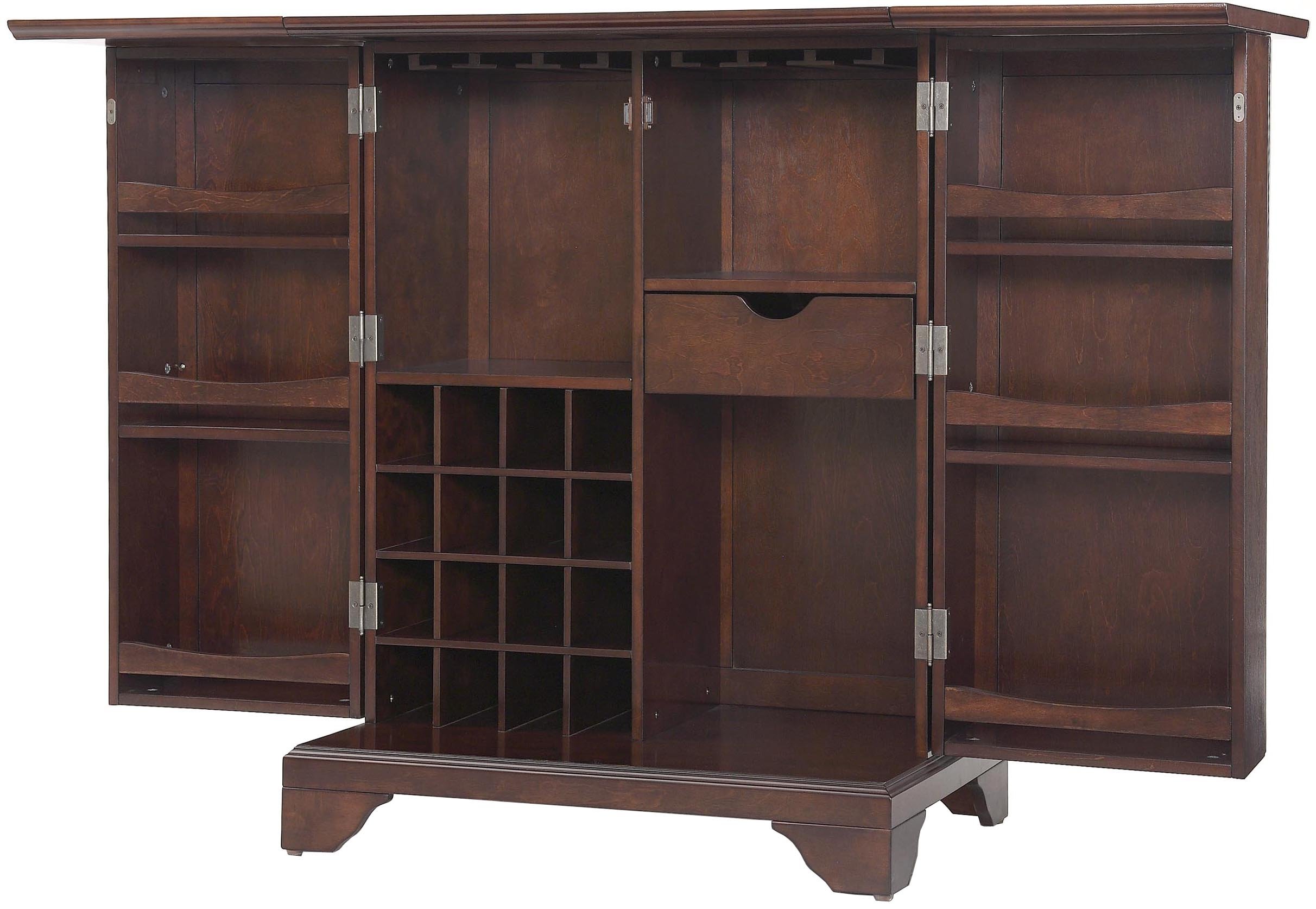 Crosley Lafayette Expandable Top Bar Cabinet - Vintage Mahogany Finish | Wine Storage & Home Bar Furniture for Living Room, Dining Room & Entertainment Areas